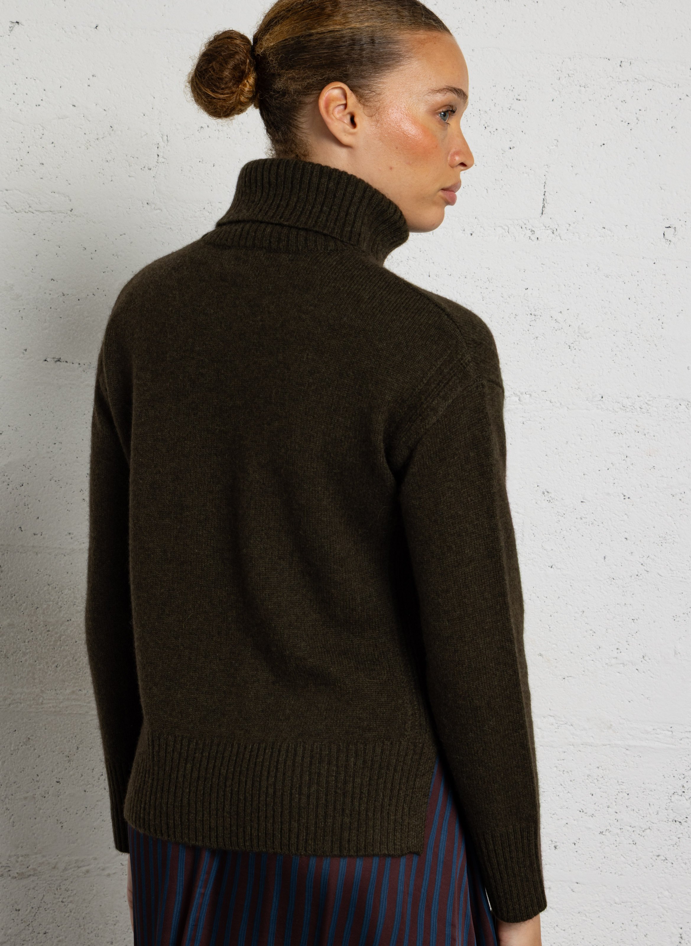 Pull col roulé droit en laine  MAISON 123 Kaki