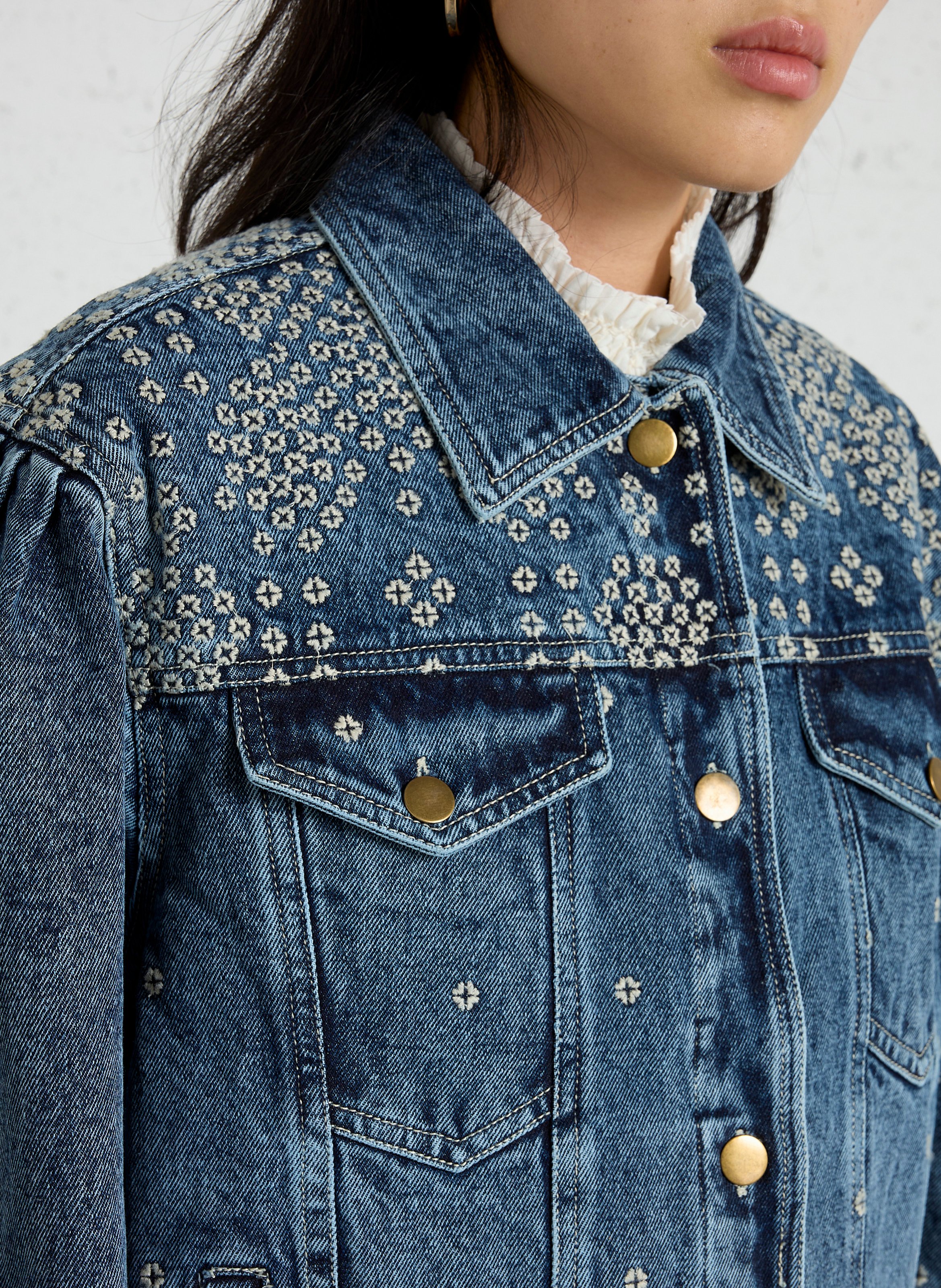 Jacket with classic cotton denim collar MAISON HOTEL Blue