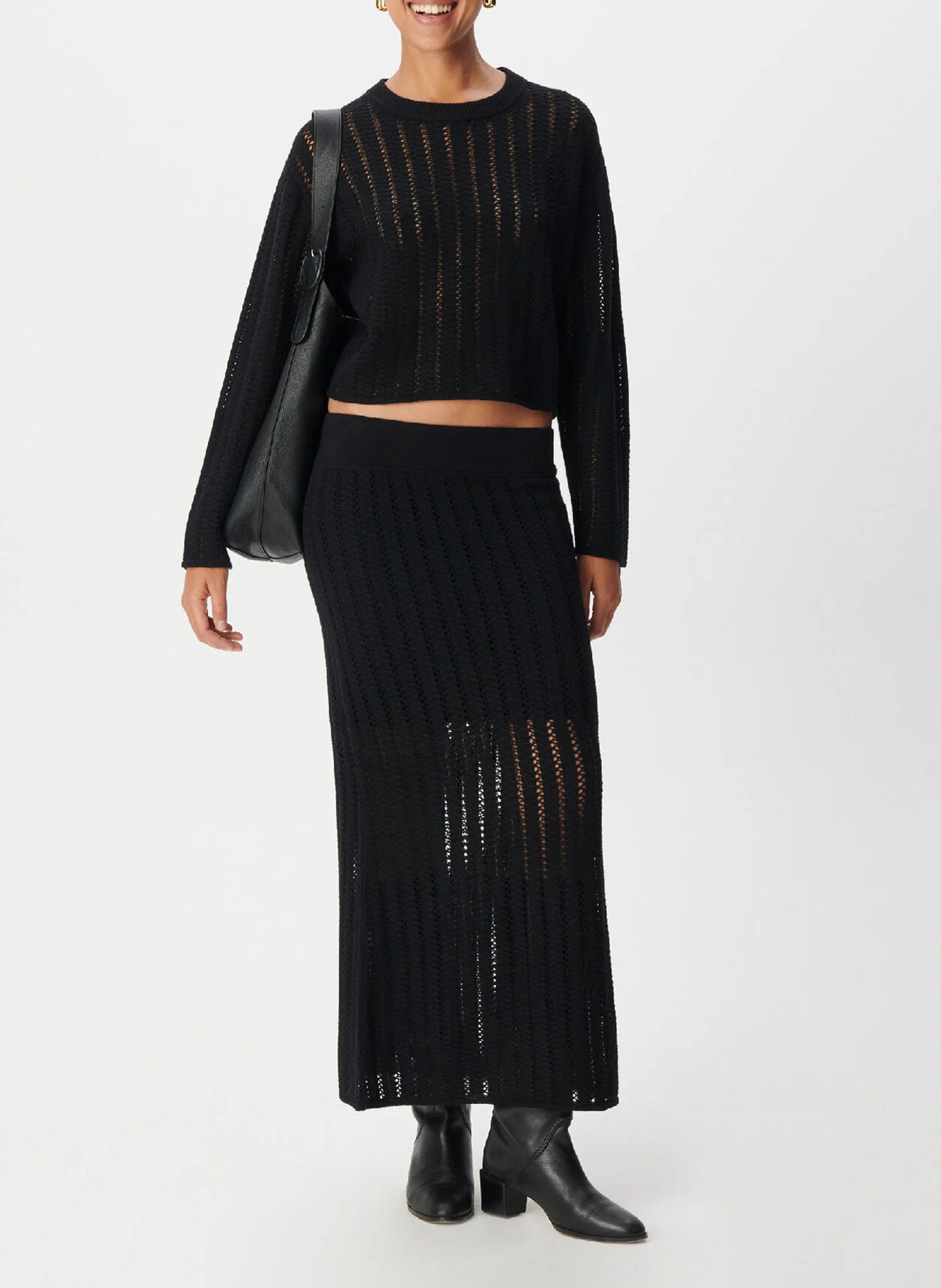 Pull court en laine mélangée | Noir IKKS Femme
