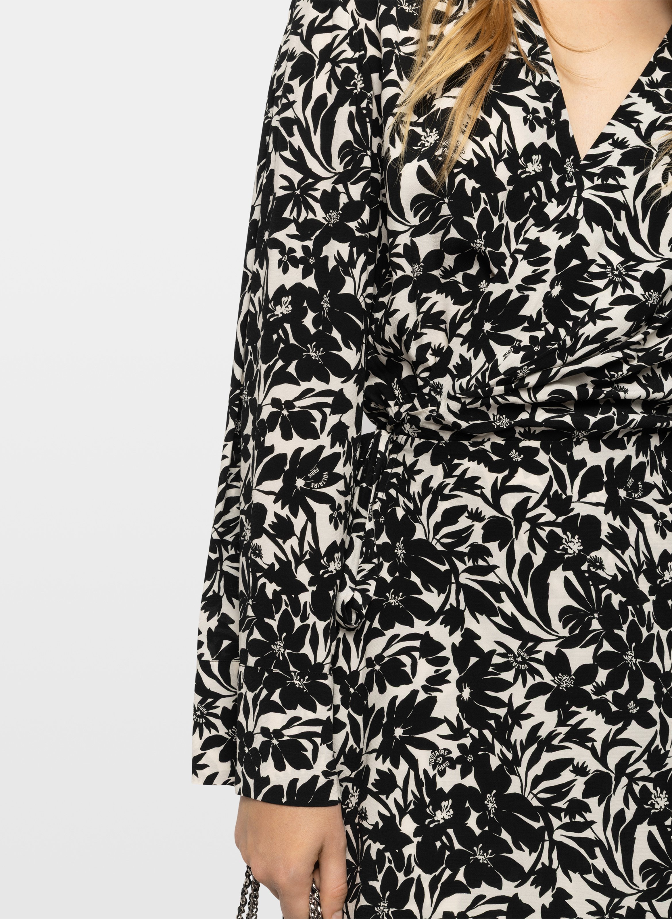 Korte jurk met lange mouwen en print ZADIG&VOLTAIRE Zwart