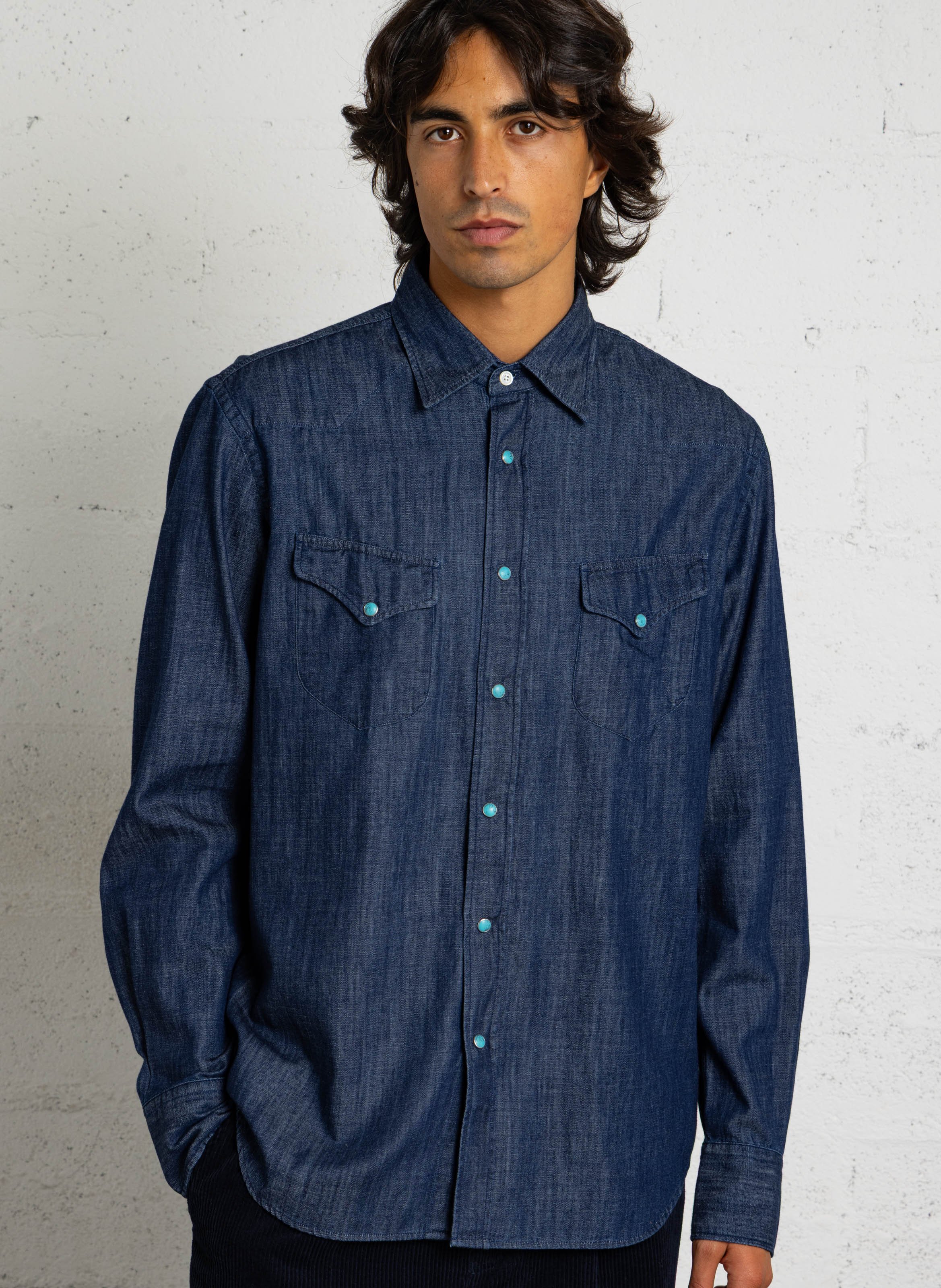 Vorgewaschenes Hemd HARTFORD Blau