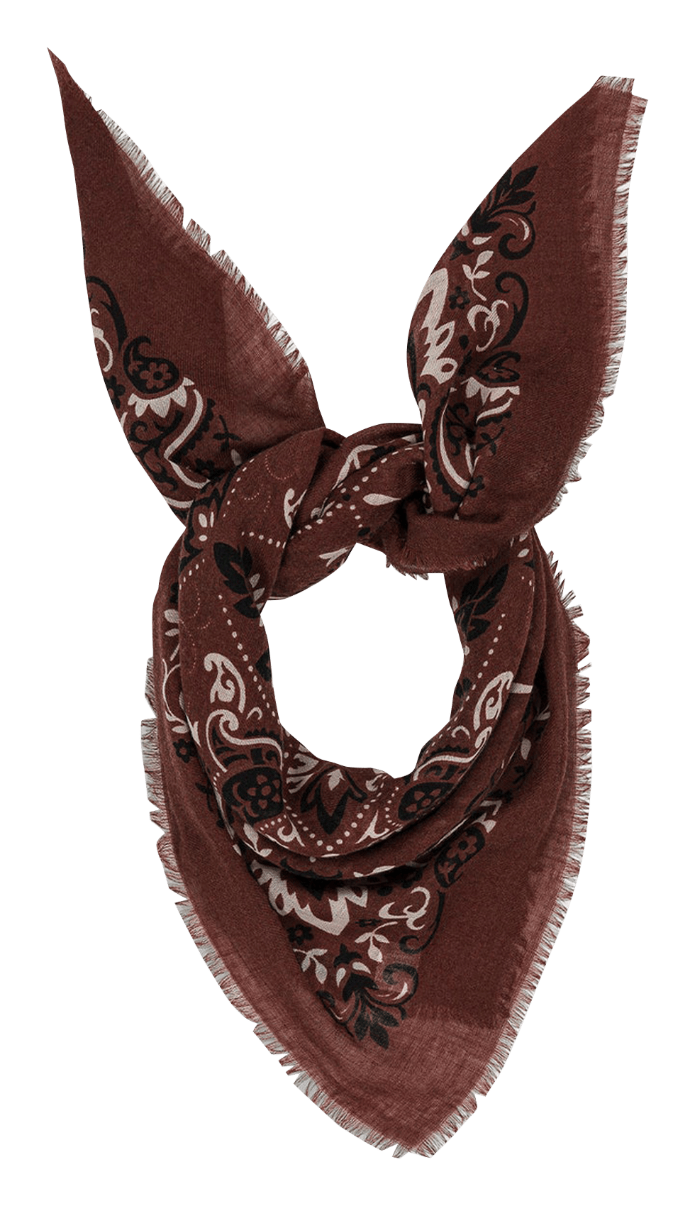 Haddock wool and silk printed scarf MAISON LECOMTE FLAMENT Brown