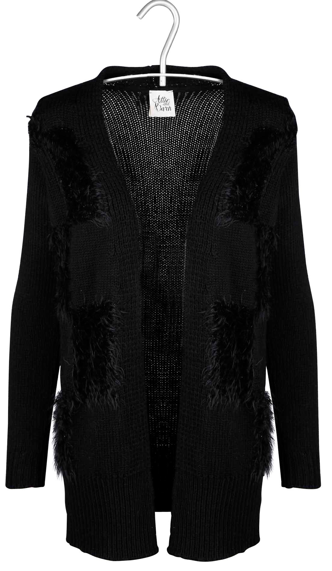Long wool open cardigan ATTIC AND BARN Black