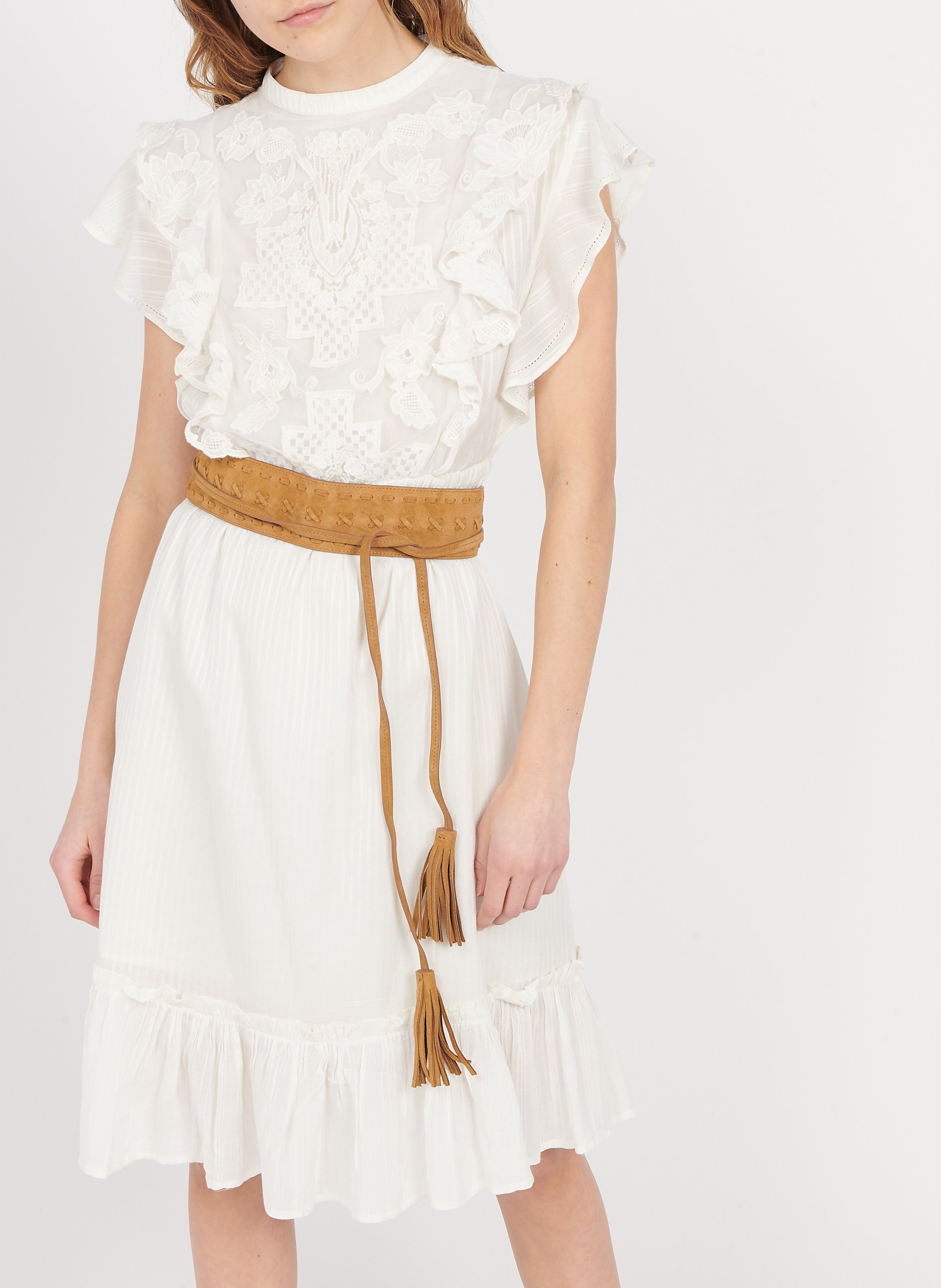 Ceinture à nouer en cuir PABLO Marron