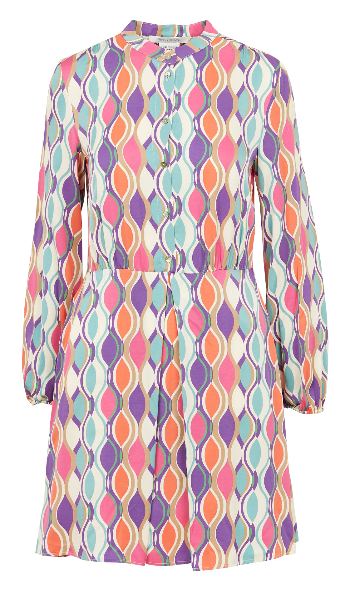 Short printed dress with mandarin collar PENNYBLACK Purple