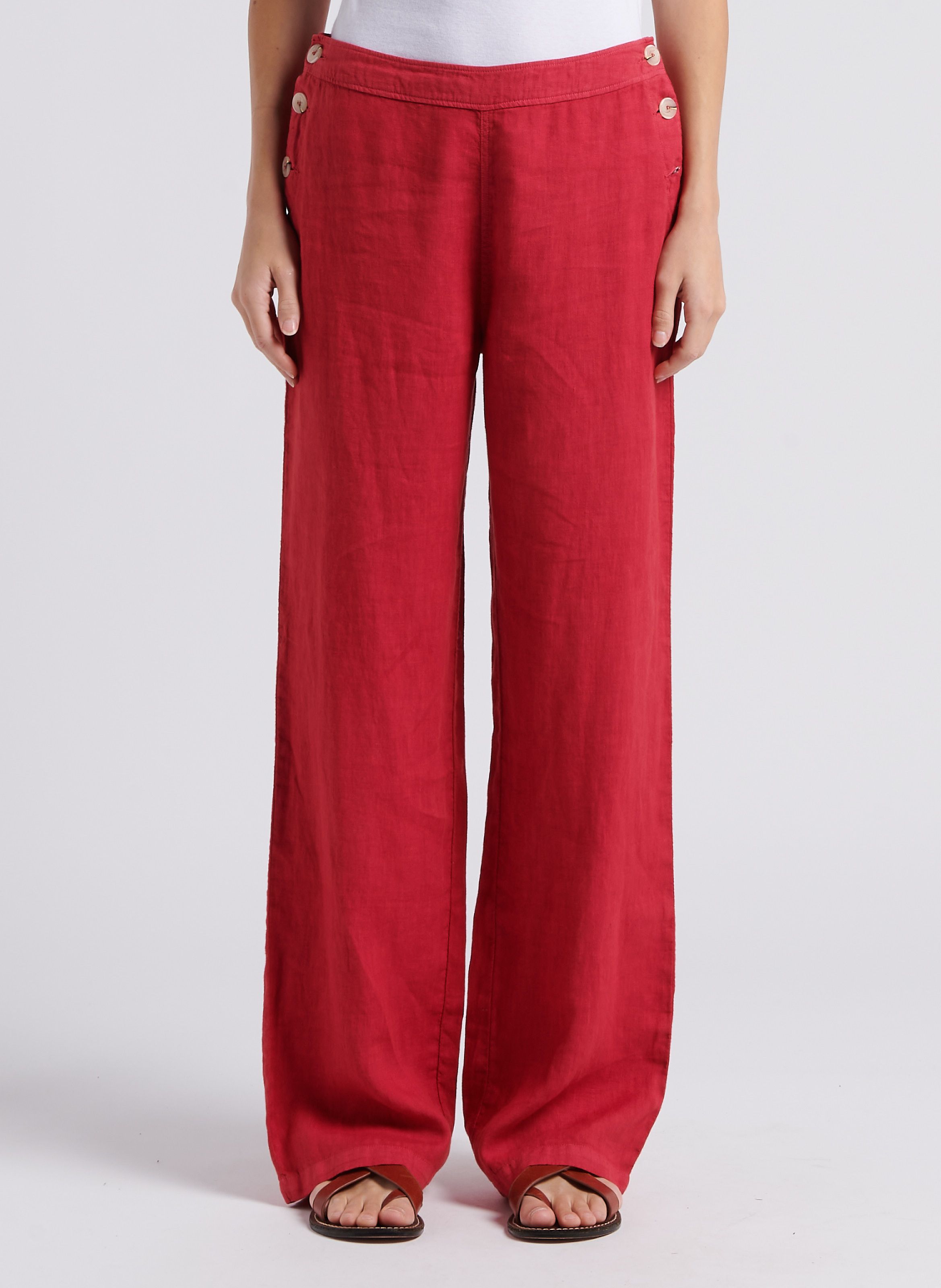 Women's red linen on sale pants