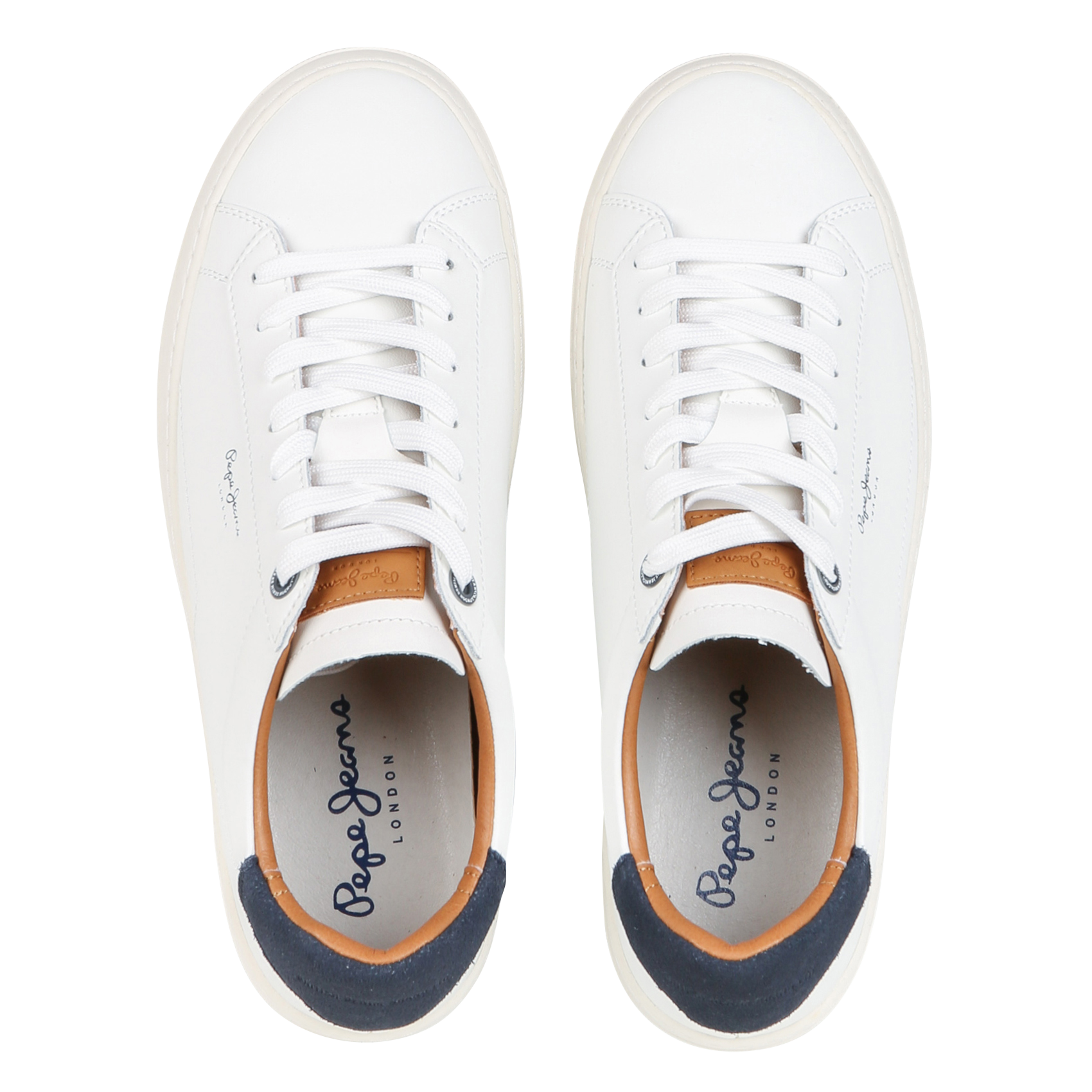 Low-top mixed leather trainers PEPE JEANS White