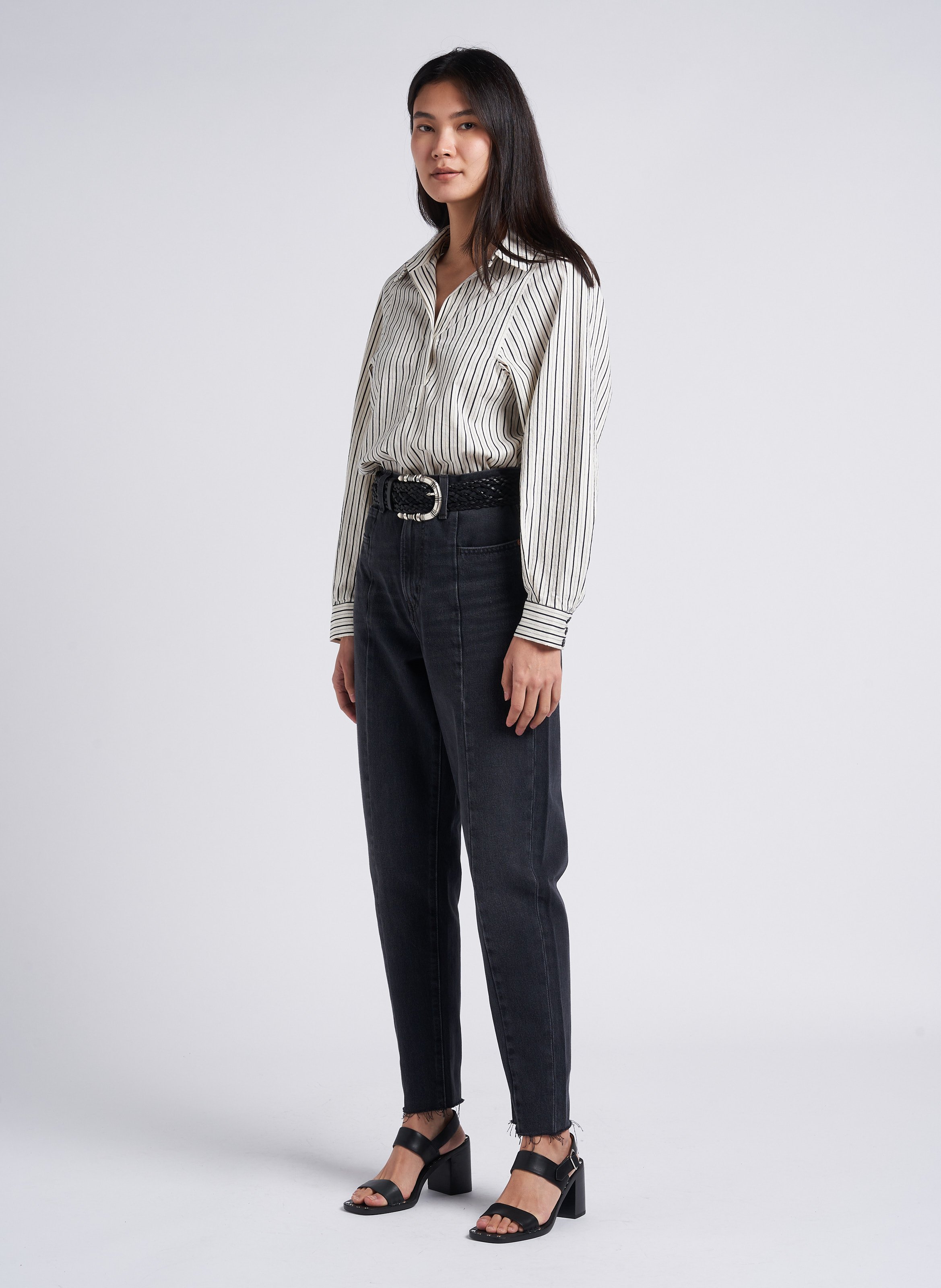 Jean mom taille haute en coton LEVI'S Noir