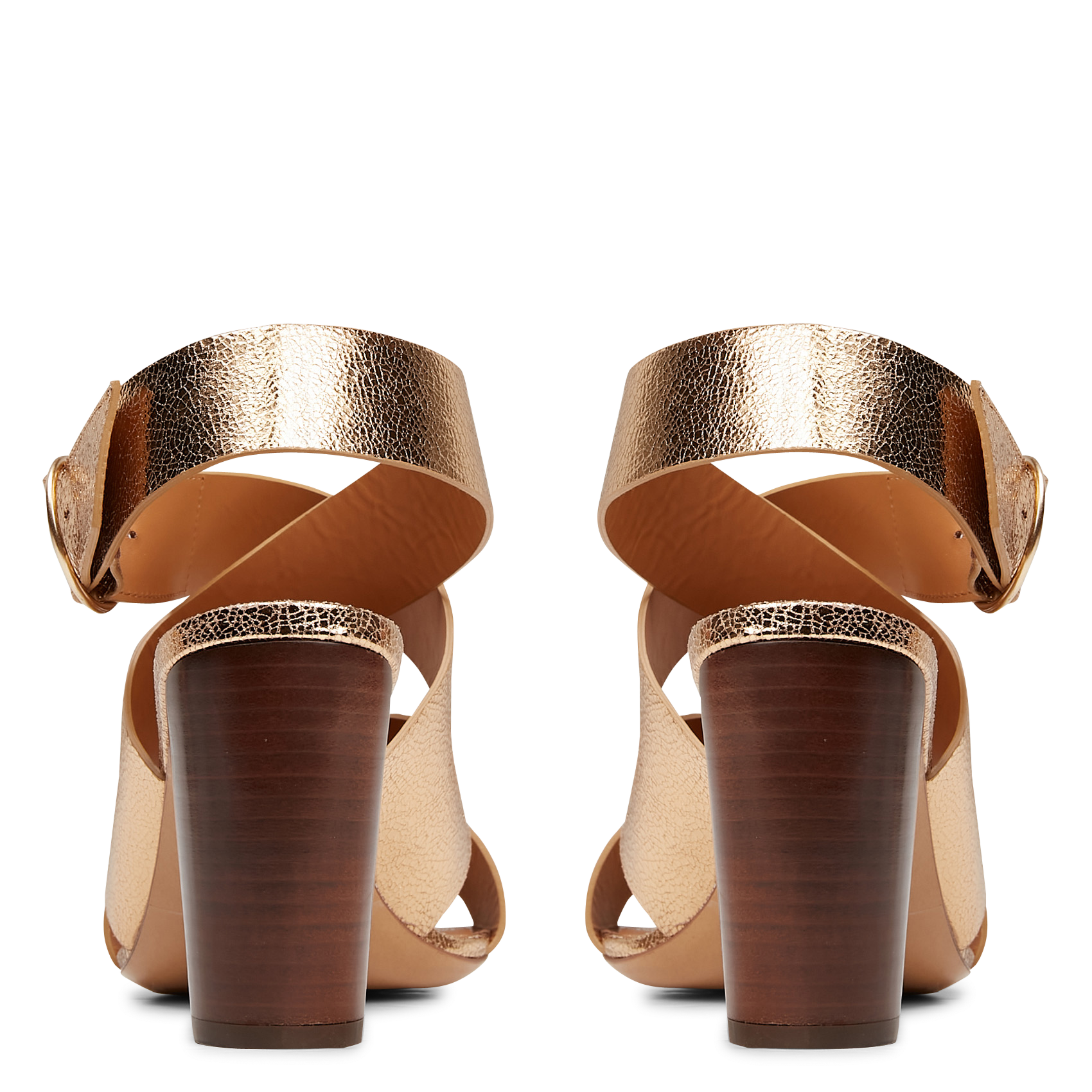 Sandales à talons en cuir métallisé RIVECOUR Doré