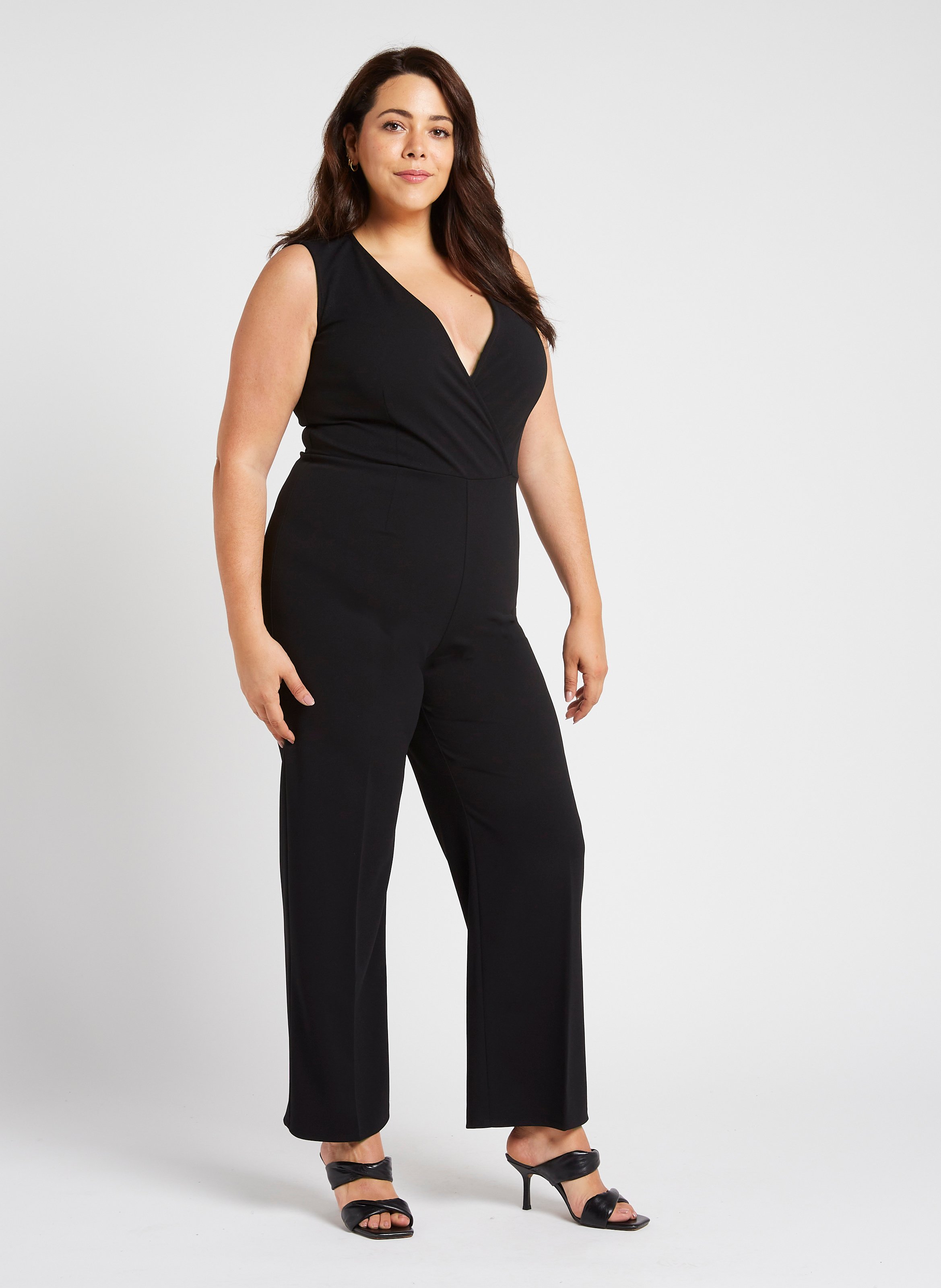 Combinaison droite col V PERSONA by Marina Rinaldi Noir