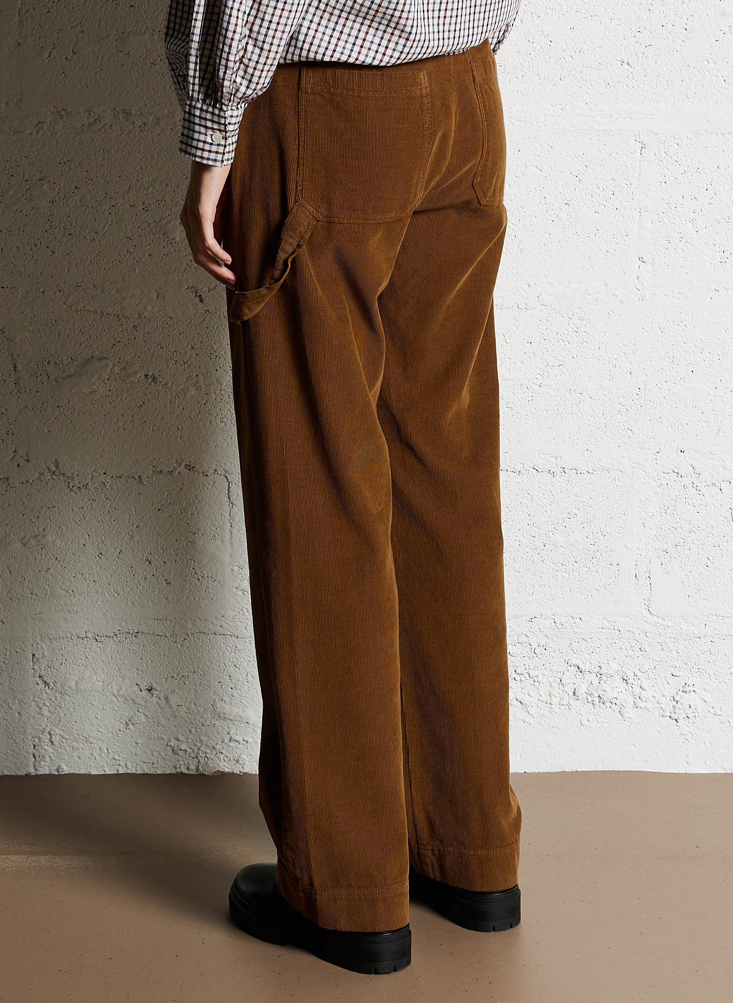 Pantalon droit velours côtelé en coton DIEGA Marron