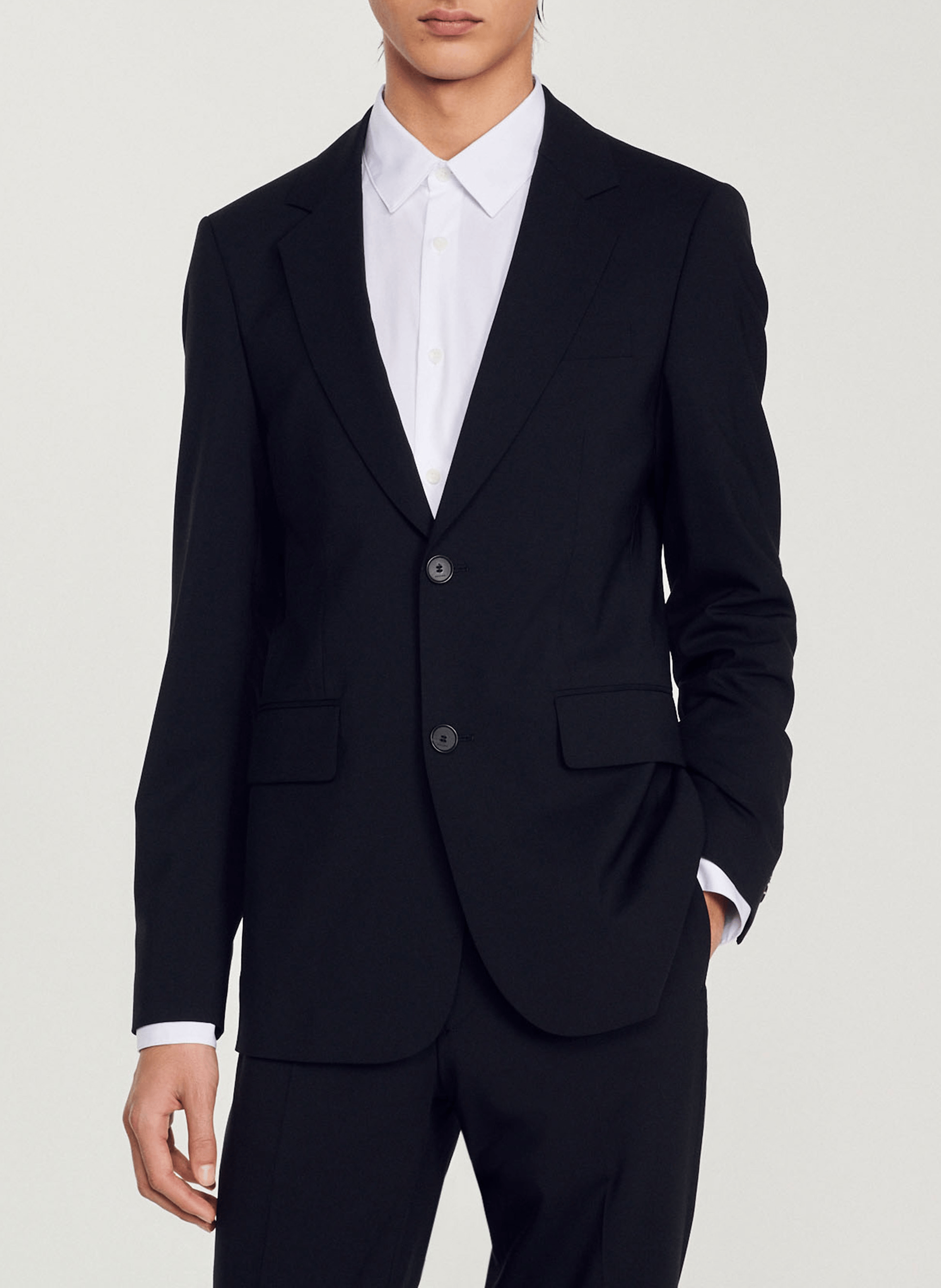 Veste de tailleur en laine mélangée  SANDRO Noir