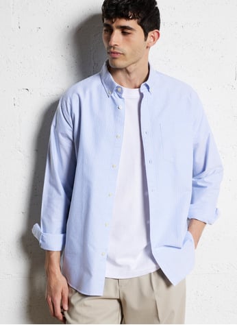 Chemise manches longues coton vert kaki homme | La Halle Chemise manches longues coton vert kaki homme | La Halle