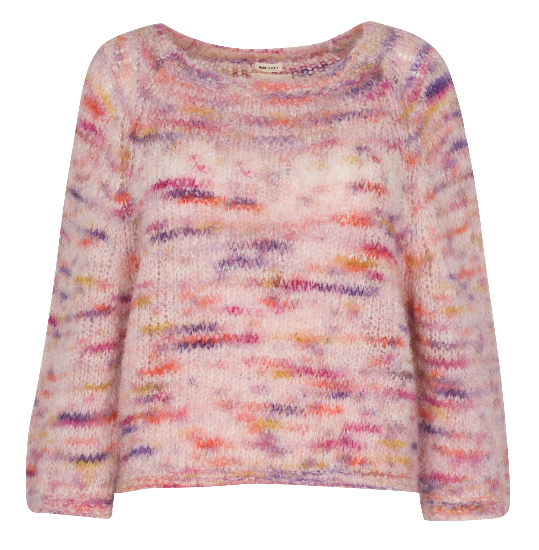 Pull droit col rond jacquard en alpaga mélangé SUNCOO Rose