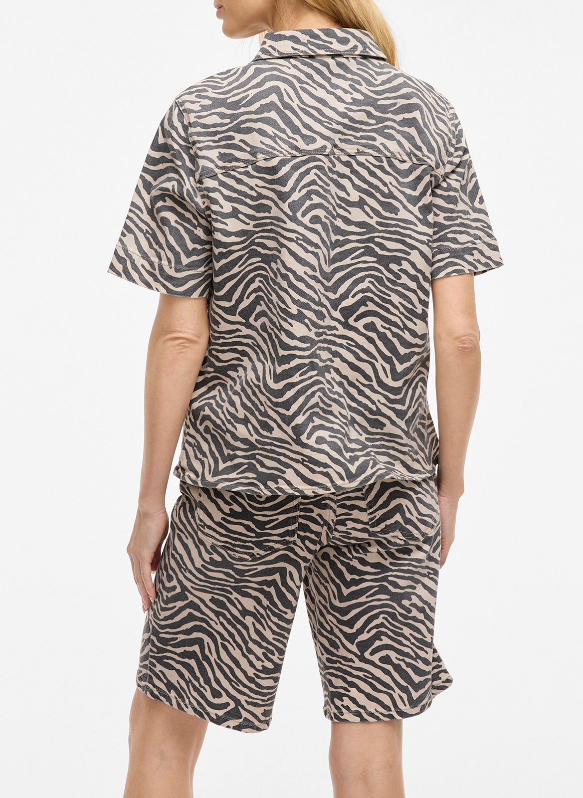 Straight shirt in printed blended cotton VILA Beige