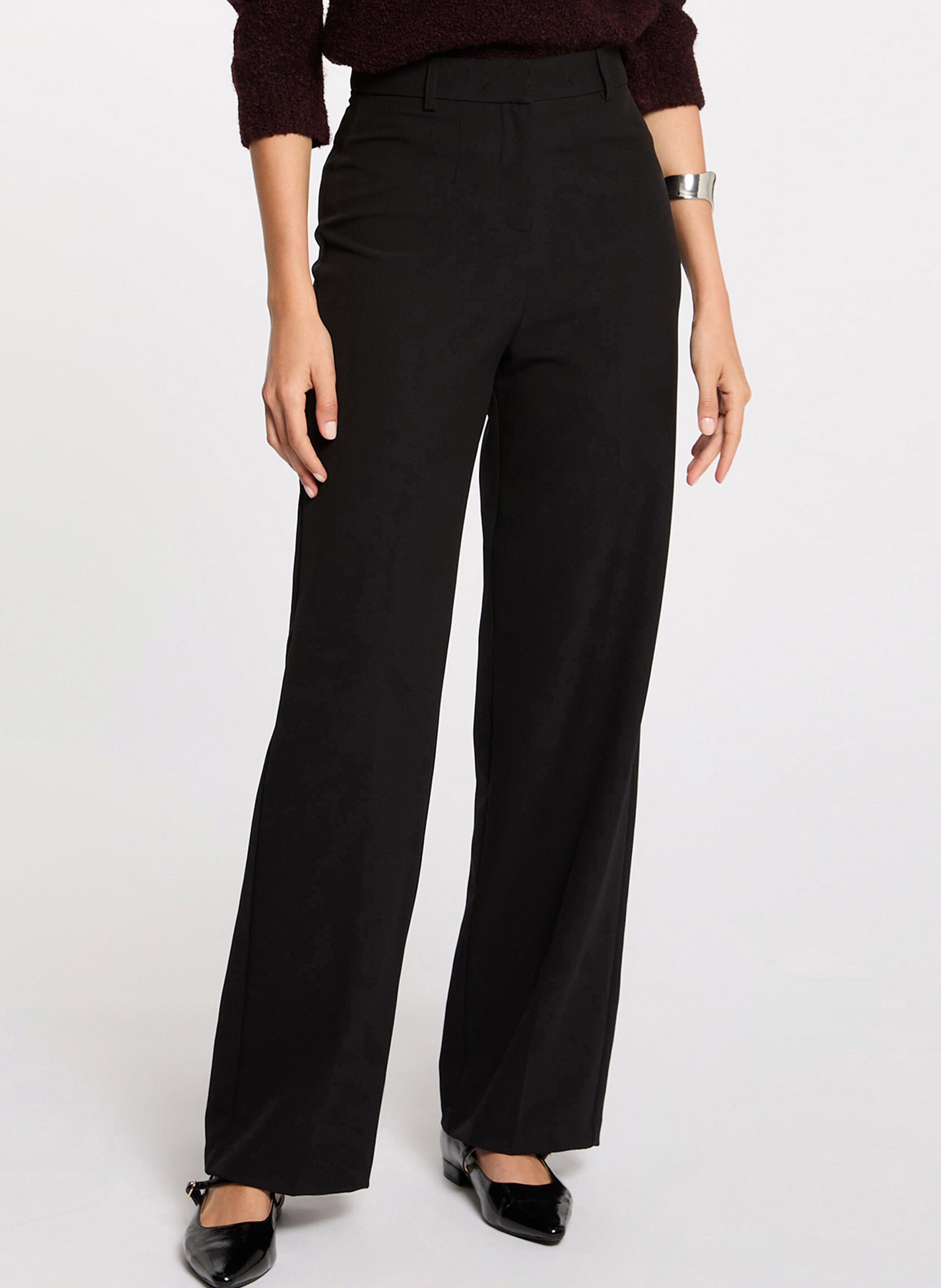 Rechte bandplooibroek MORGAN Zwart