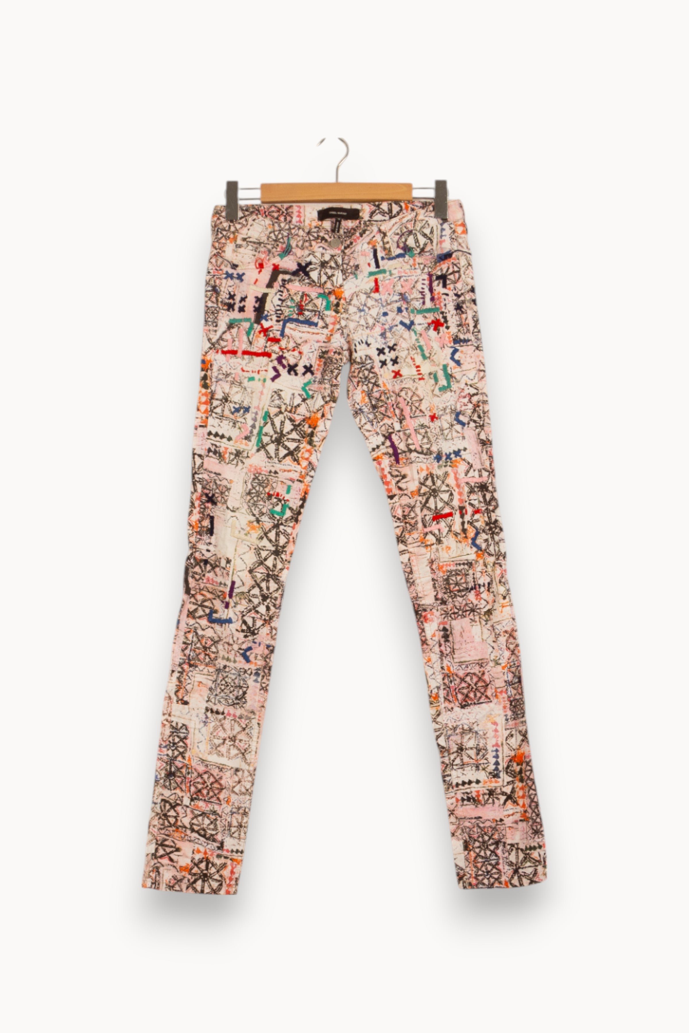 Cropped slim jeans with studs ISABEL MARANT - Seconde Main Multicolored