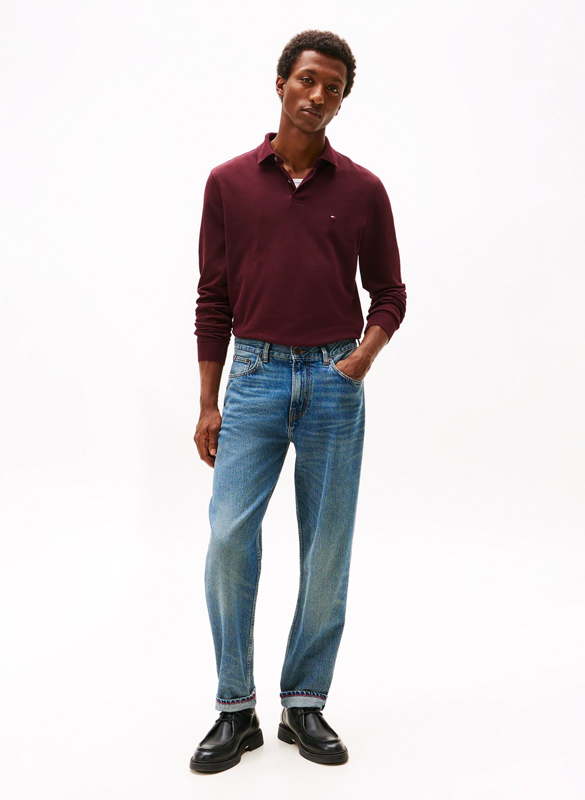 Regular-fit organic cotton blend polo shirt TOMMY HILFIGER Plums