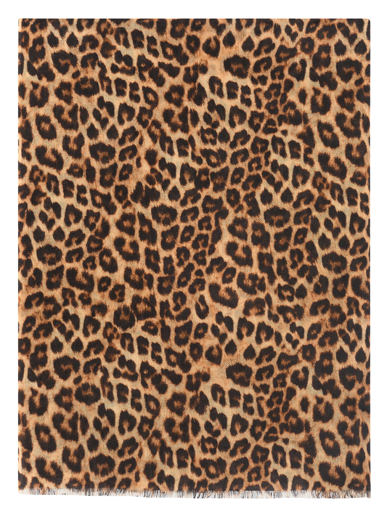 Echarpe léopard en laine et en soie mélangés PABLO Marron