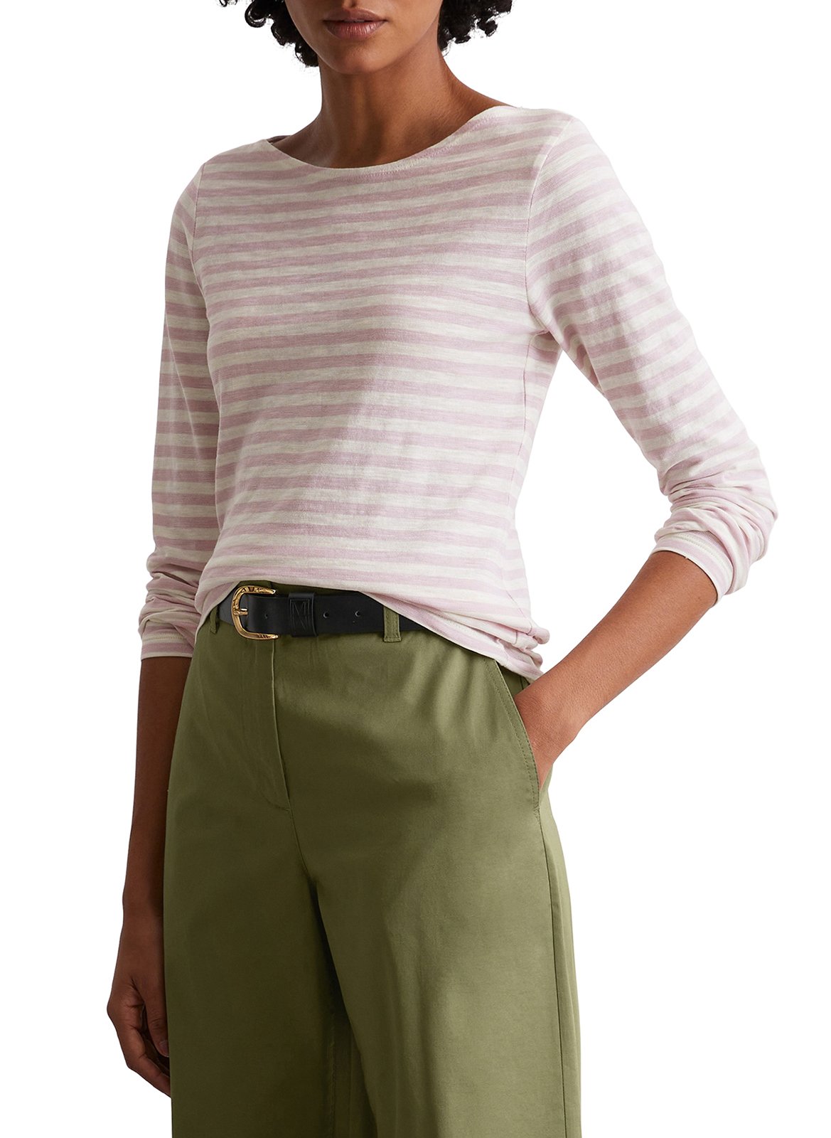 Camiseta de algodón con cuello barco MARC O'POLO Multicolor