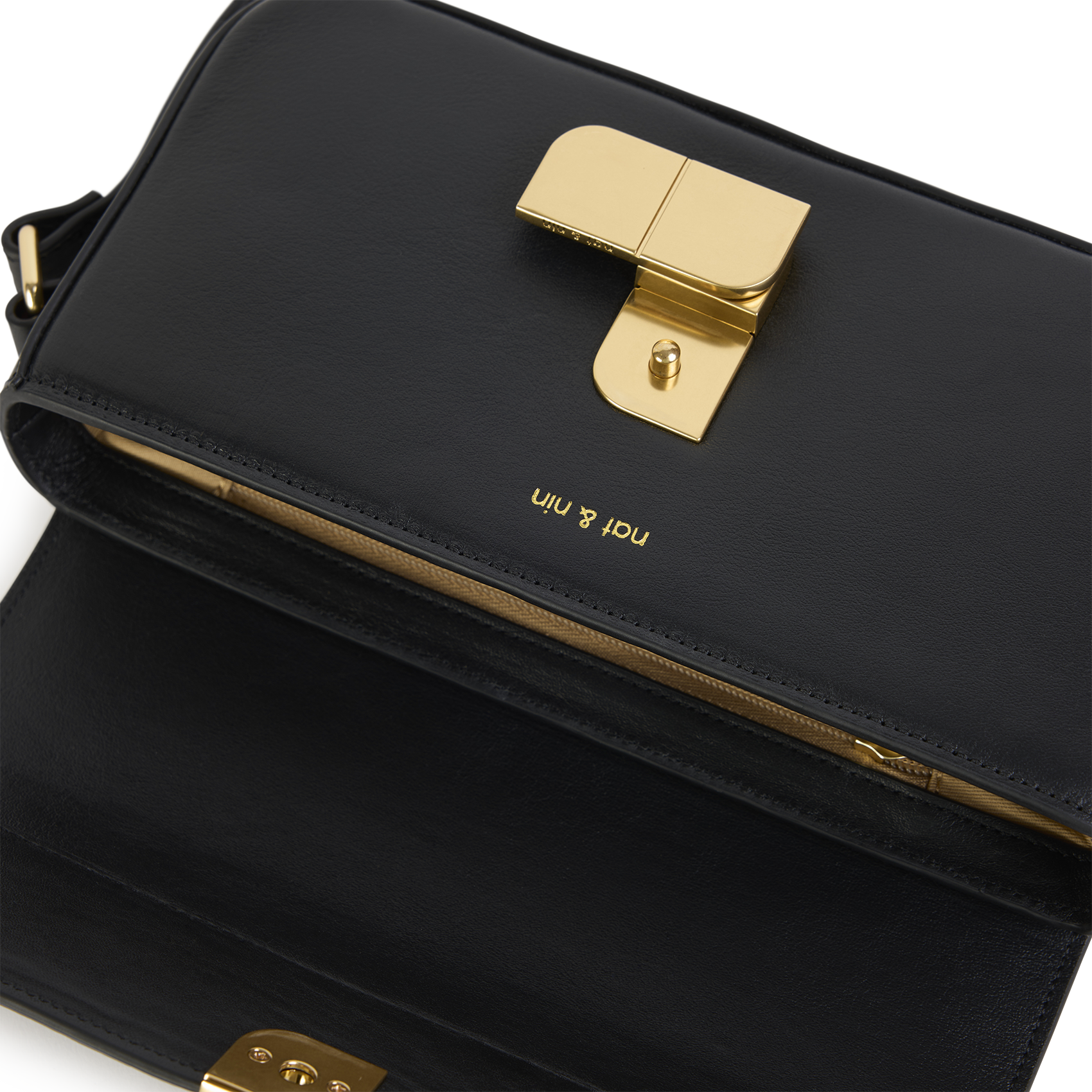 Bobi leather baguette bag  Black