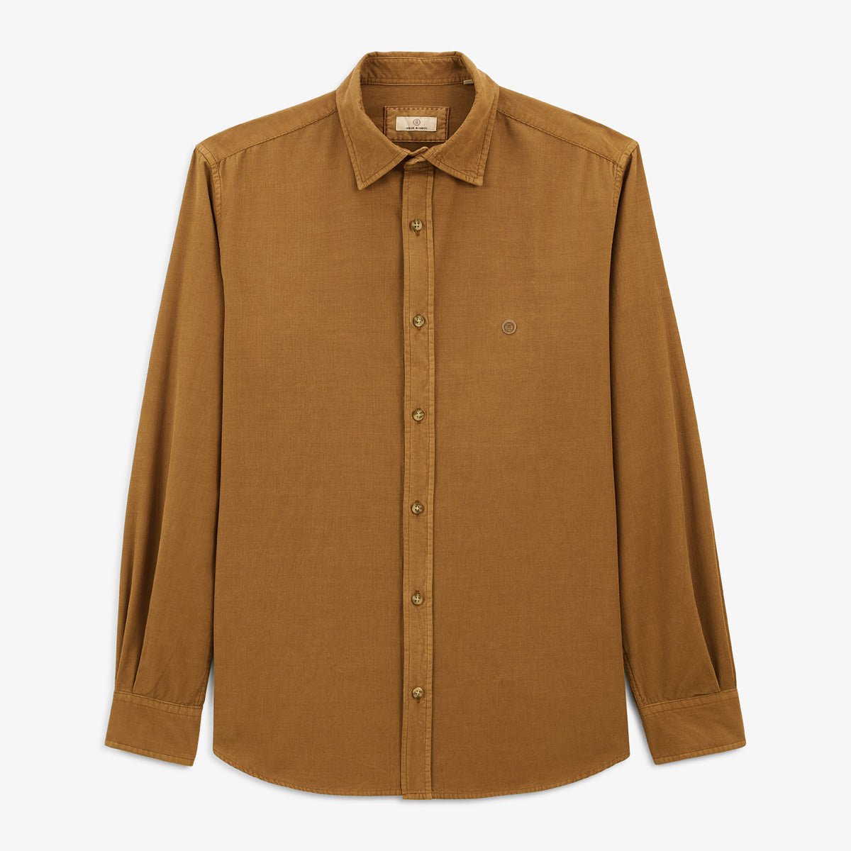 Solid velvet long-sleeve shirt SERGE BLANCO Brown