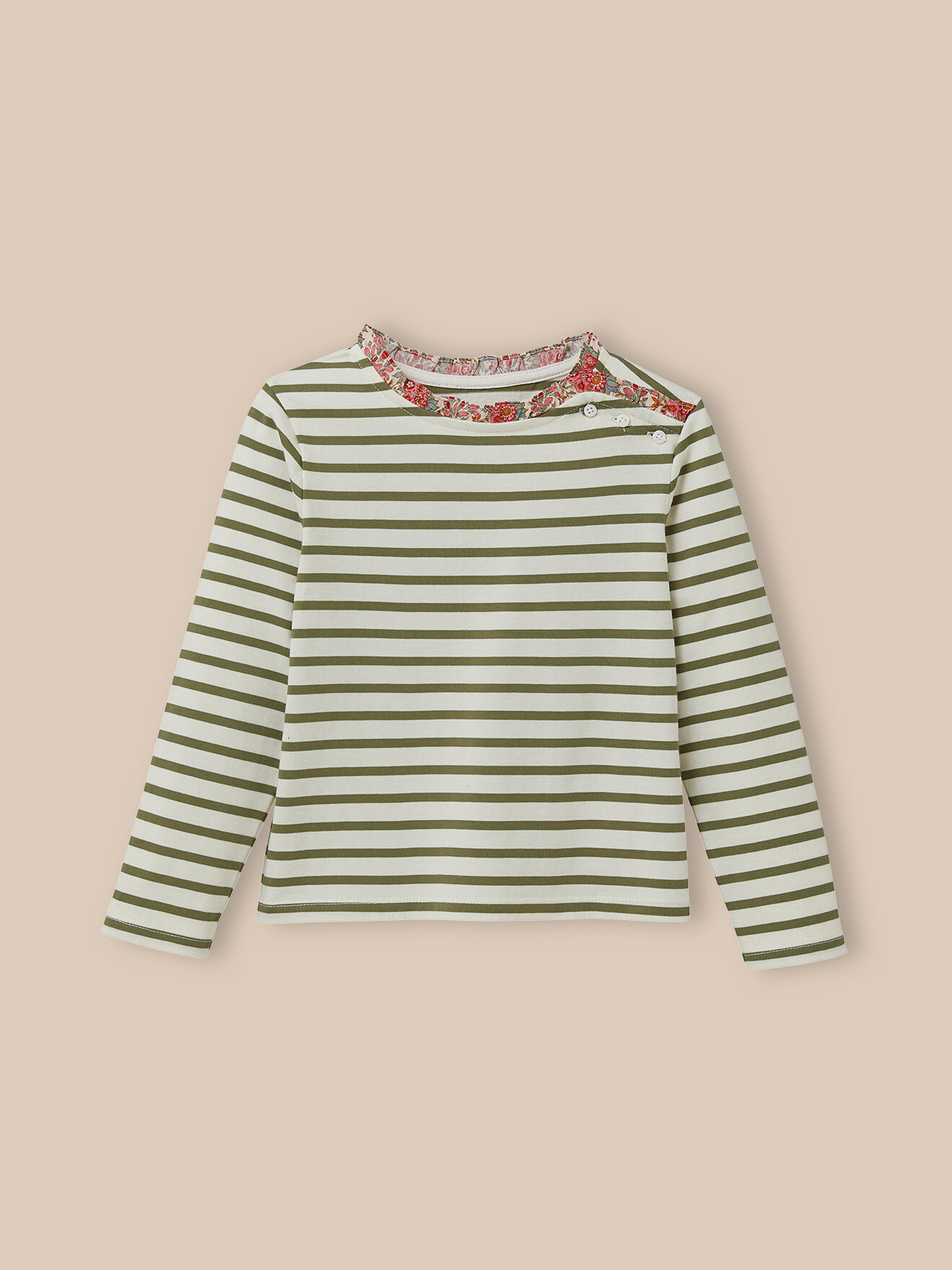 Organic cotton Liberty fabric Breton T-shirt CYRILLUS