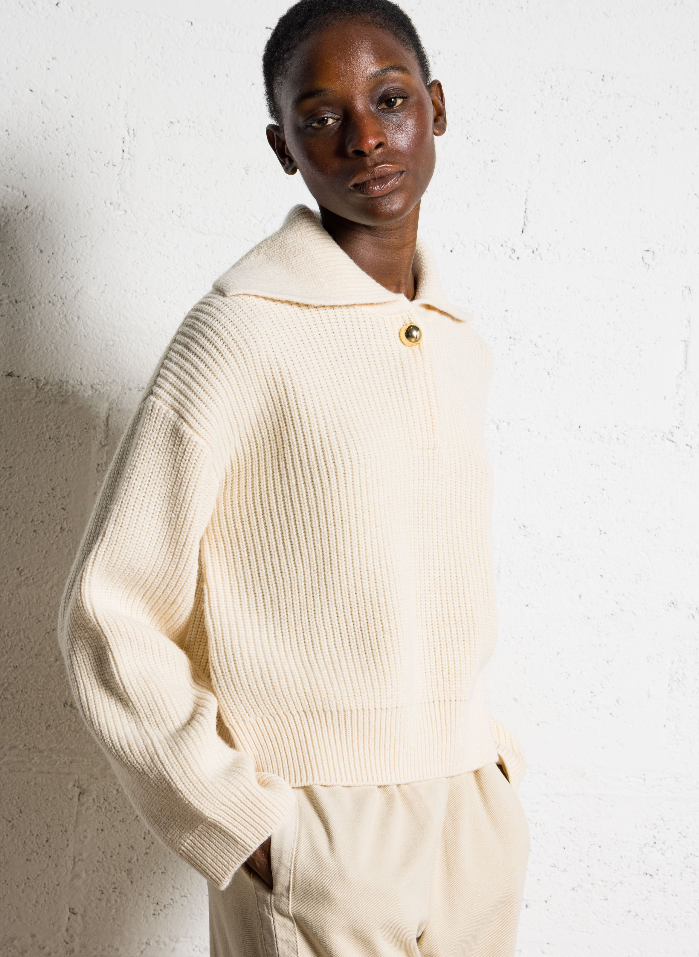 Oversize-Pullover aus Wollmix DES PETITS HAUTS Beige