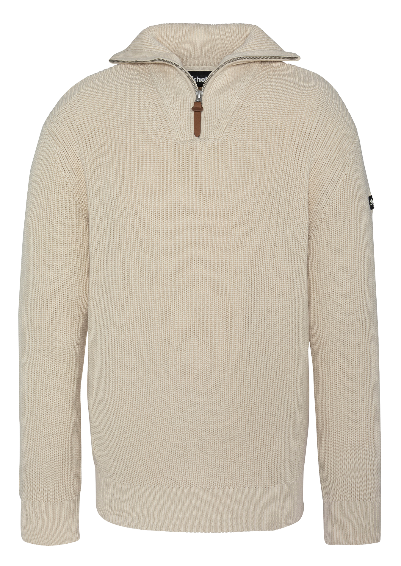 Regular-fit cotton sweater with zip-up neck SCHOTT White