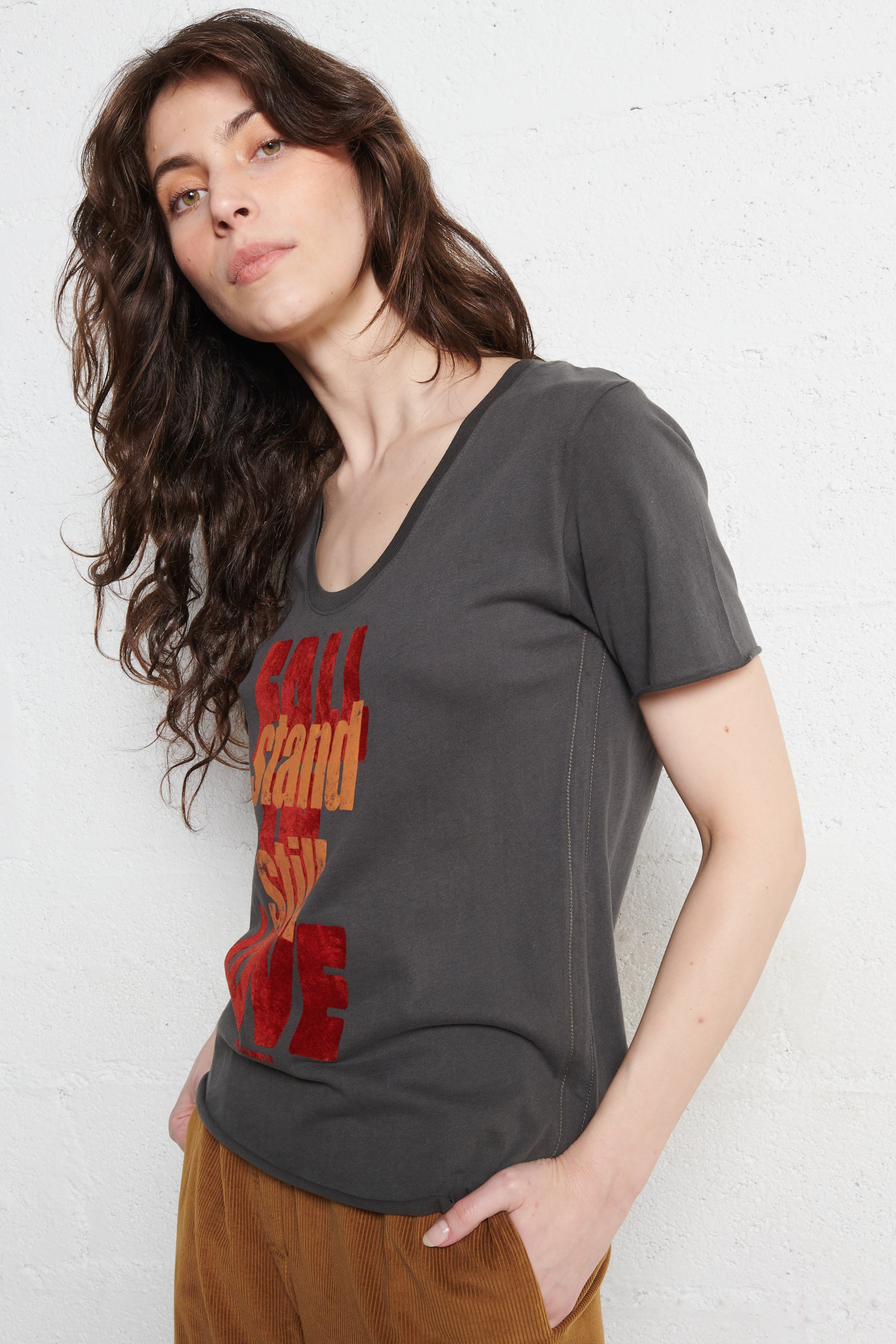 T-shirt van biokatoen met ronde hals LEON & HARPER