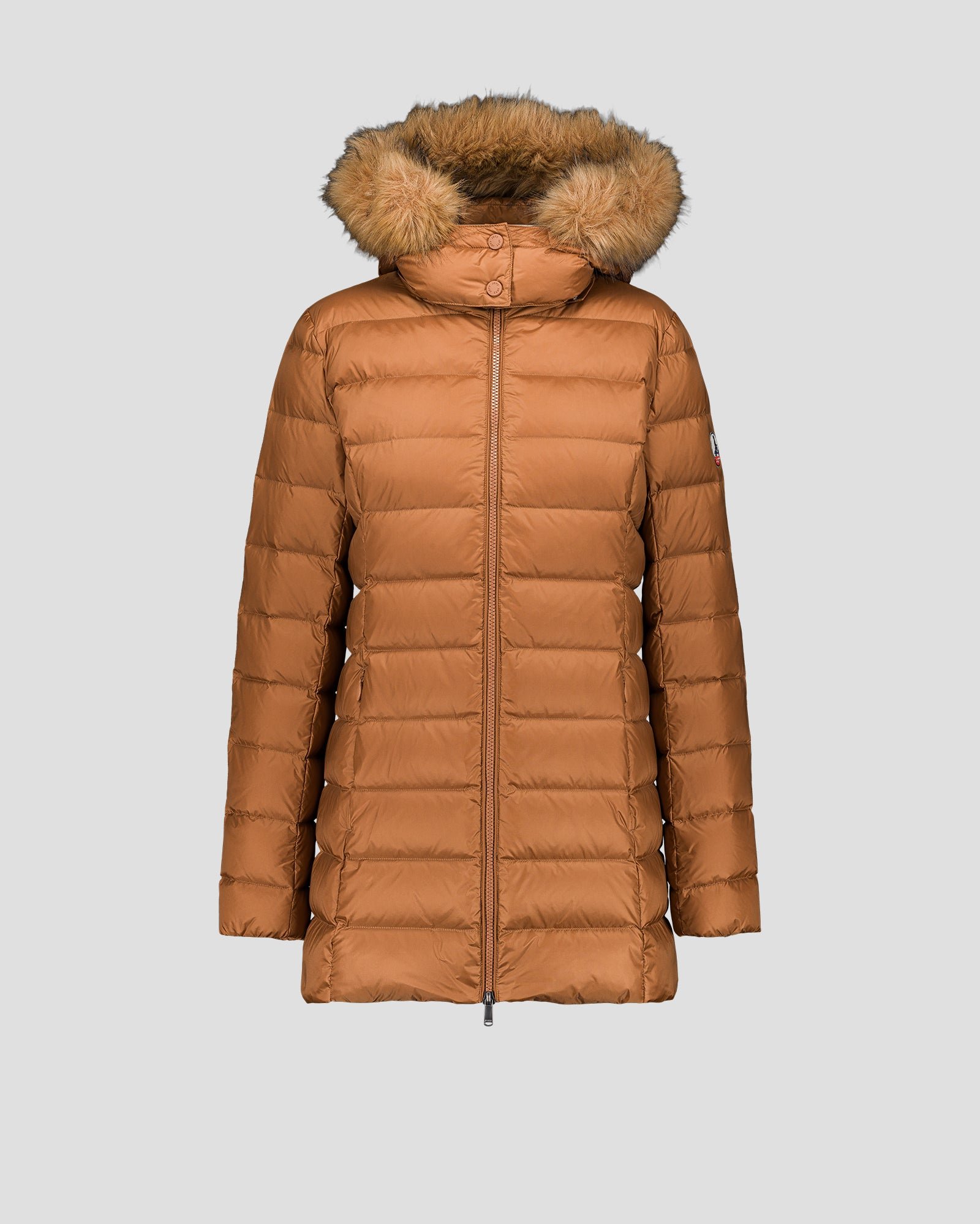 Mid-length puffer coat for extreme cold in pearl JOTT Brown