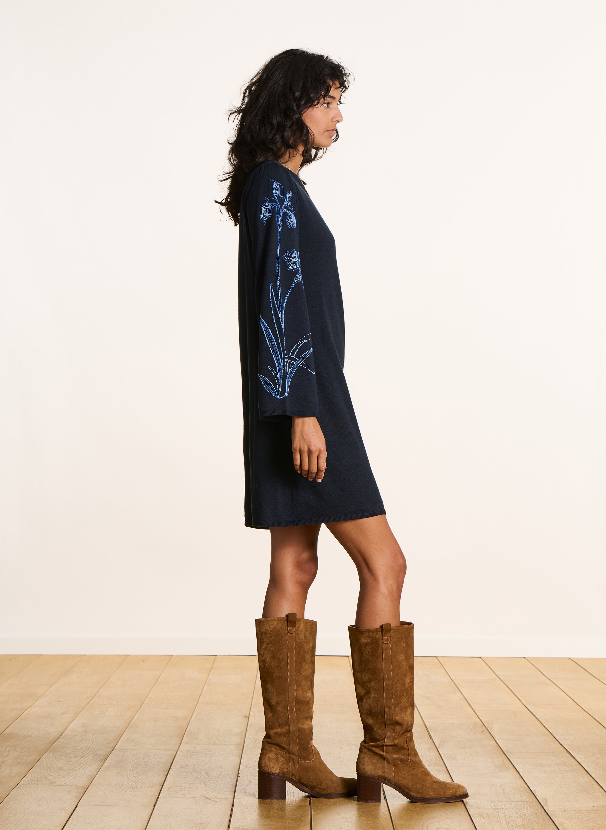 Straight round-neck dress LA FEE MARABOUTEE Blue