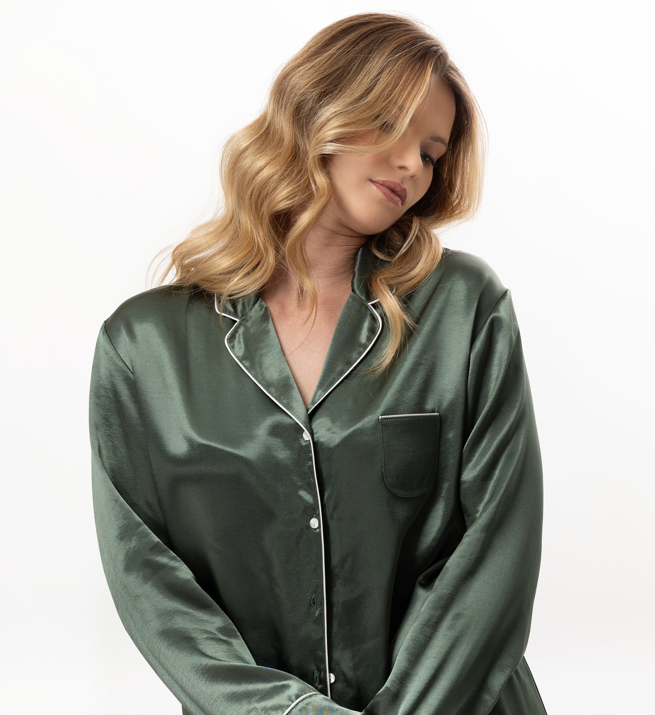 Buttoned viscose pajama LE CHAT Green