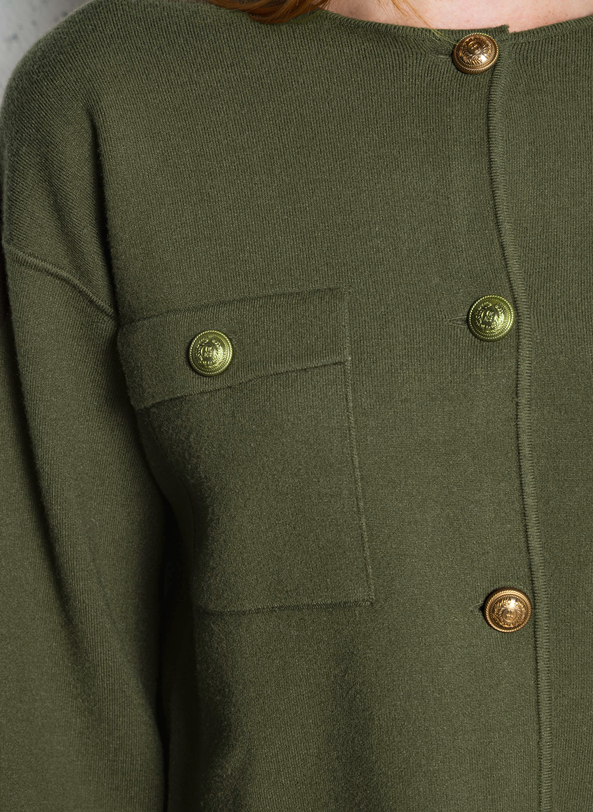 Oversized round neck cardigan IKKS Khaki