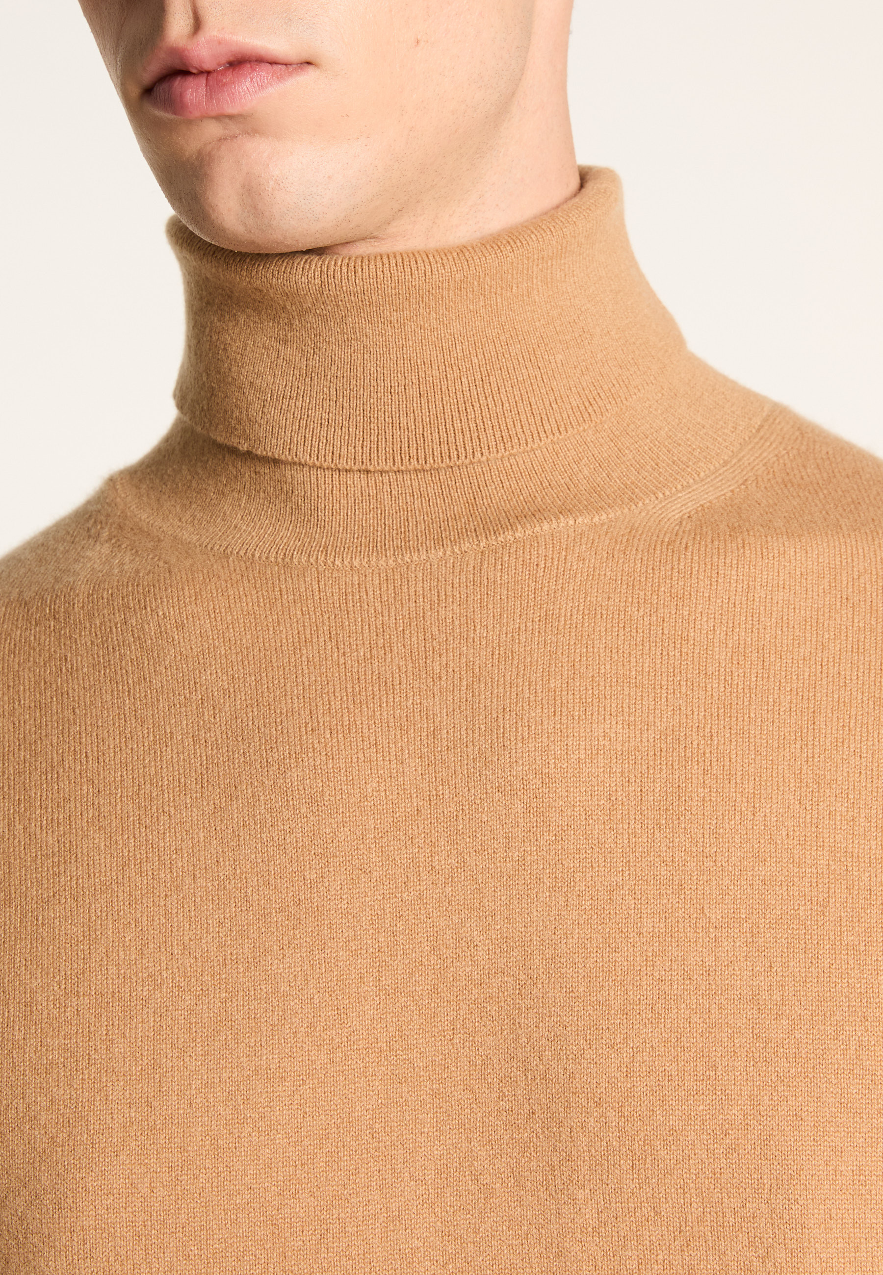 Cashmere polo neck sweater MAISON MONTAGUT Brown