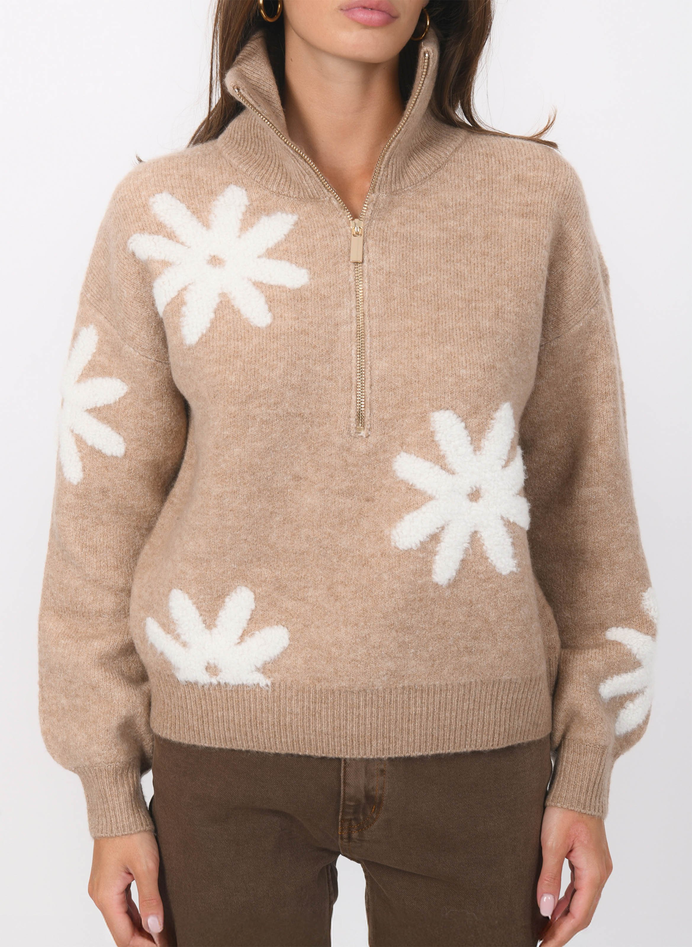 Gerade geschnittener Strickpullover KOOKAI Beige