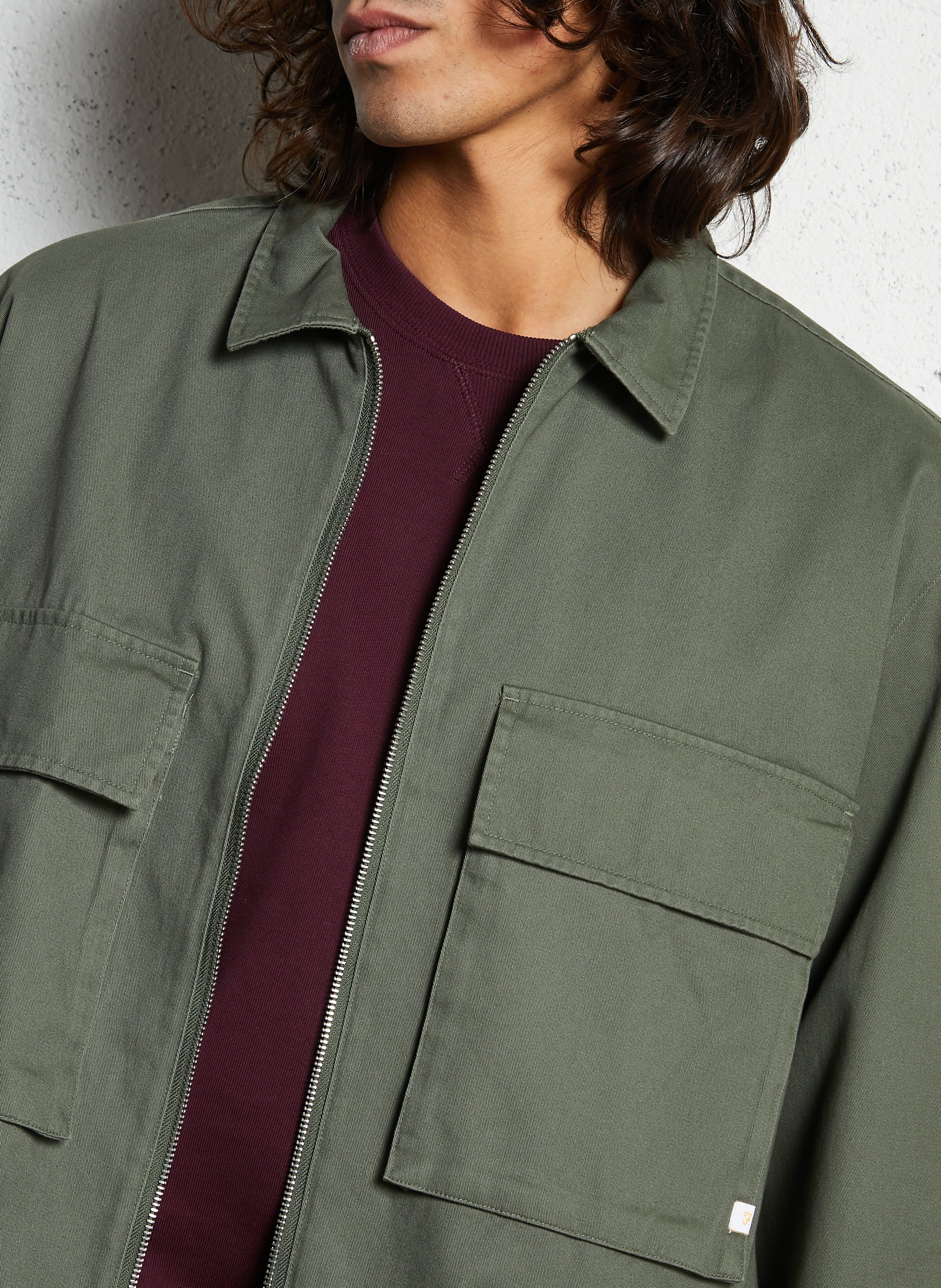 Veste col classique en coton bio FARAH Vert