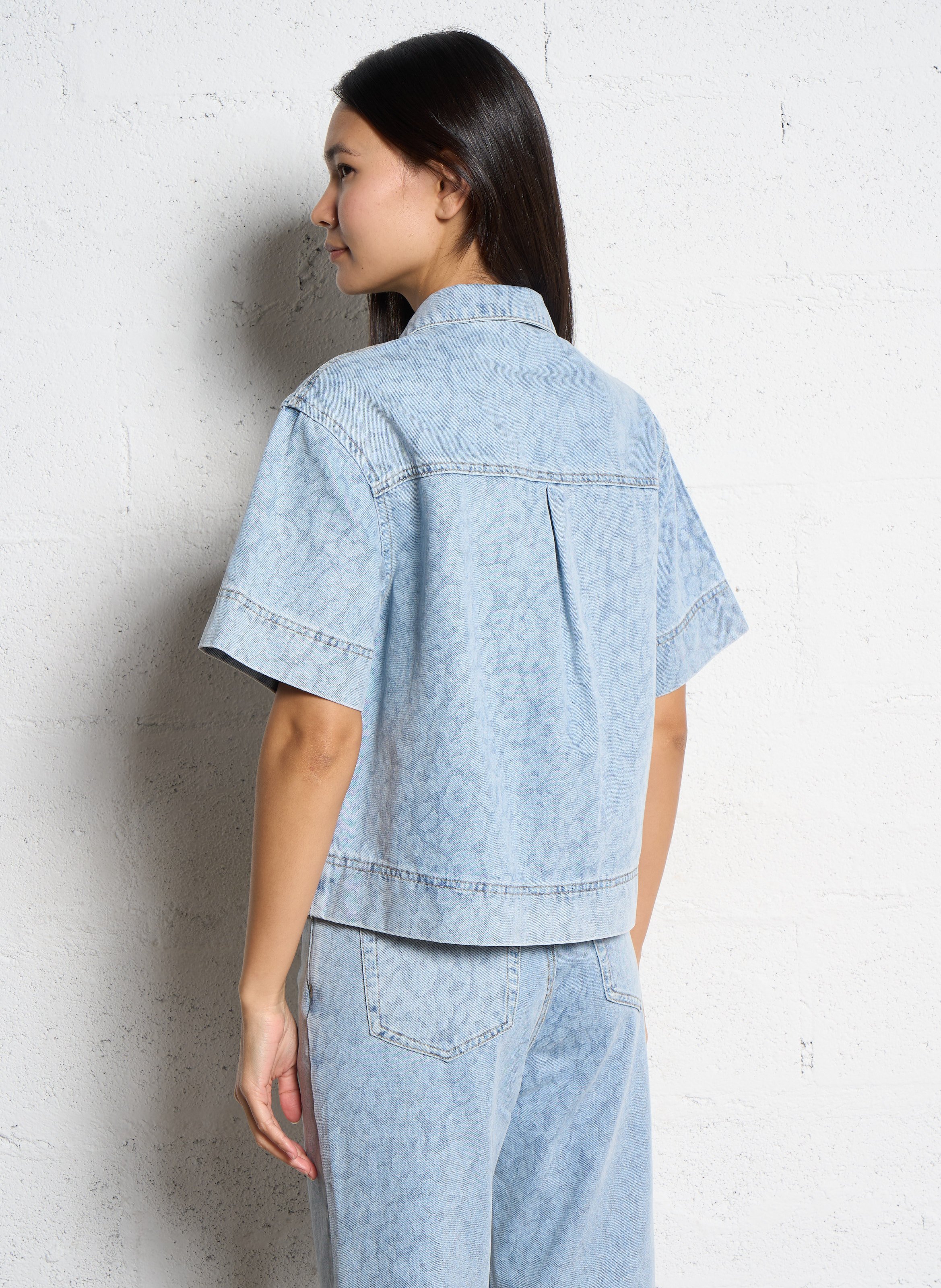Chemise ample en denim jacquard SUNCOO Bleu