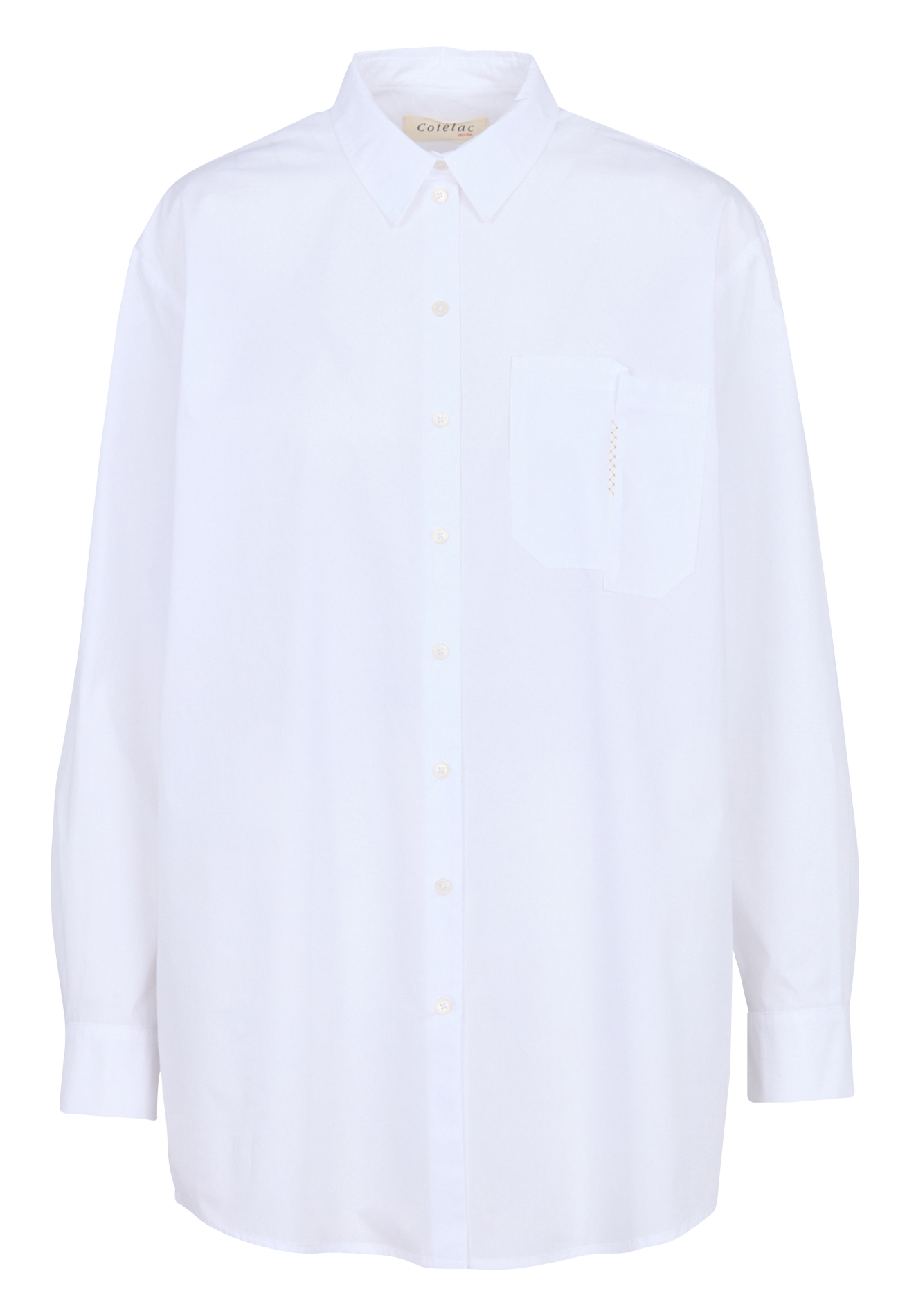 Oversize Hemd mit klassischem Kragen und Stickerei aus Bio-Baumwolle ACOTE Weiss