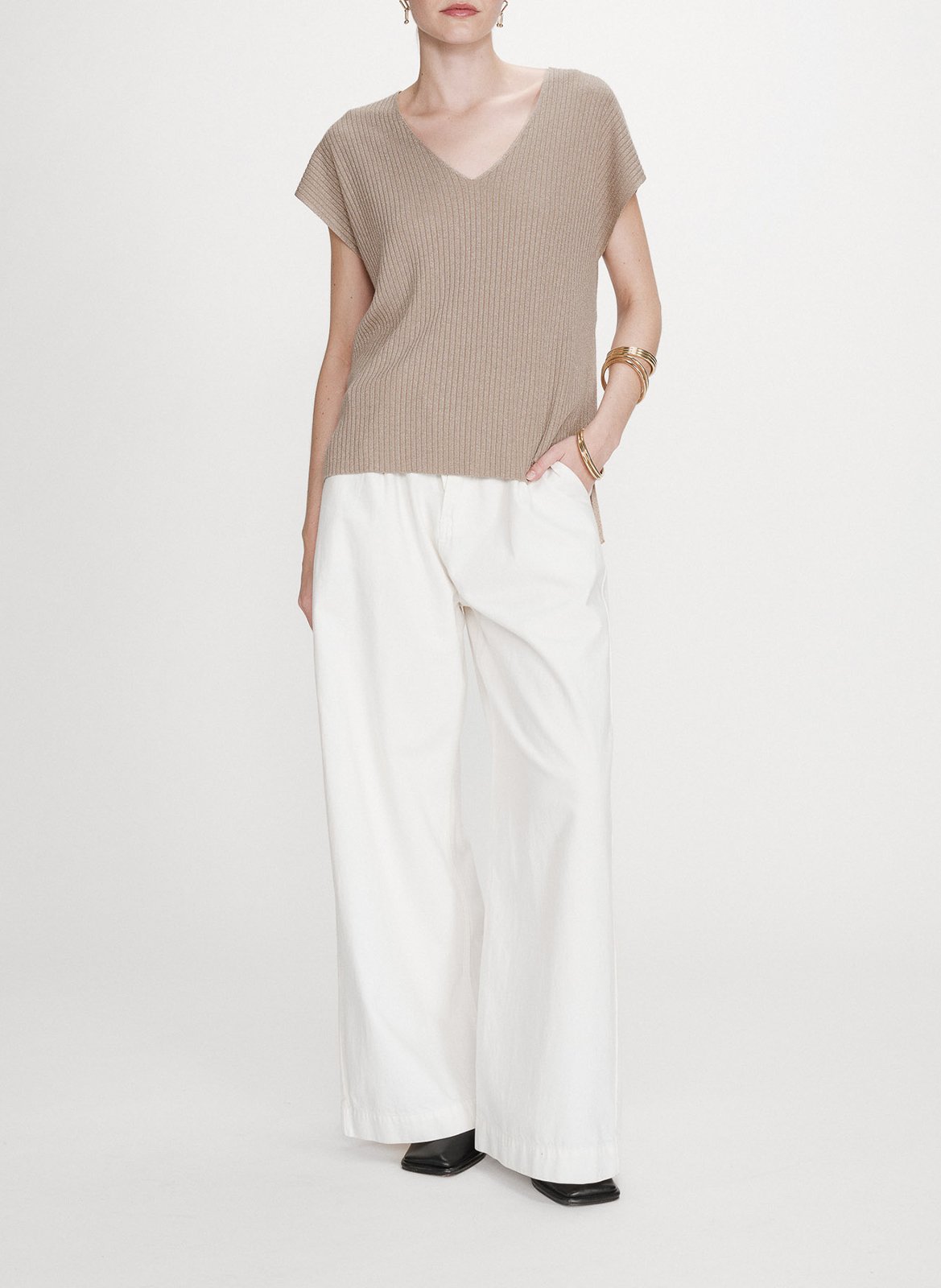 Top col V  GRACE ET MILA Doré