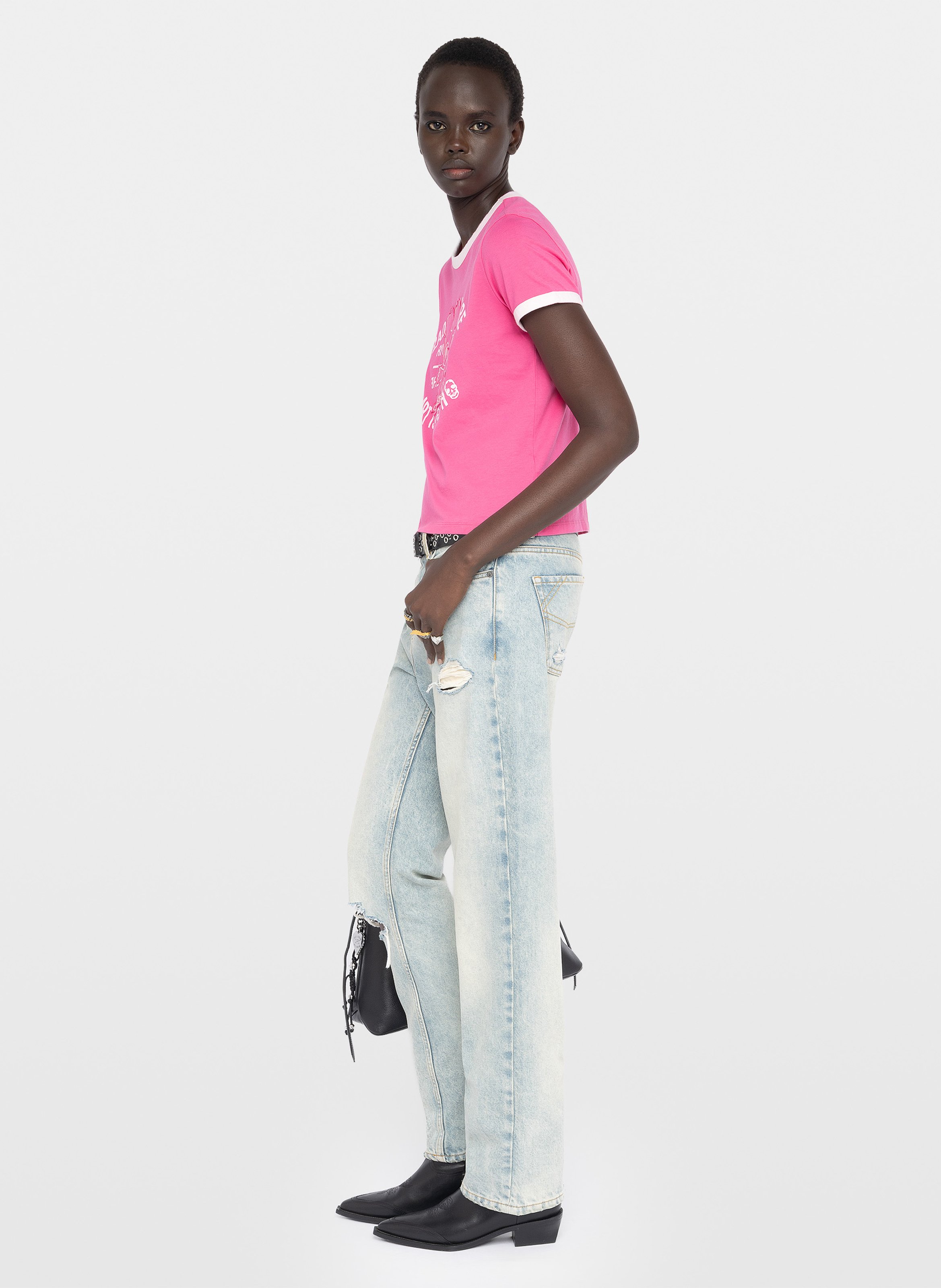 Tee-shirt col rond manches courtes imprimé ZADIG&VOLTAIRE Rose