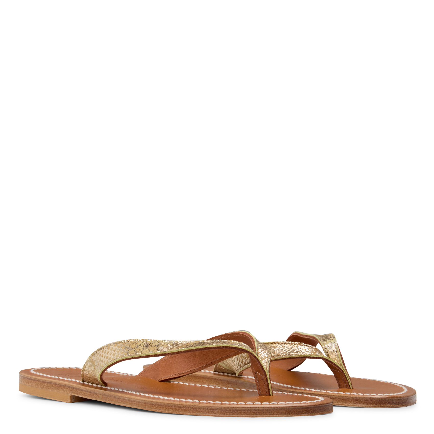 Avarca Berlin - Flache Ledersandalen mit Samt K JACQUES Mehrfarbig