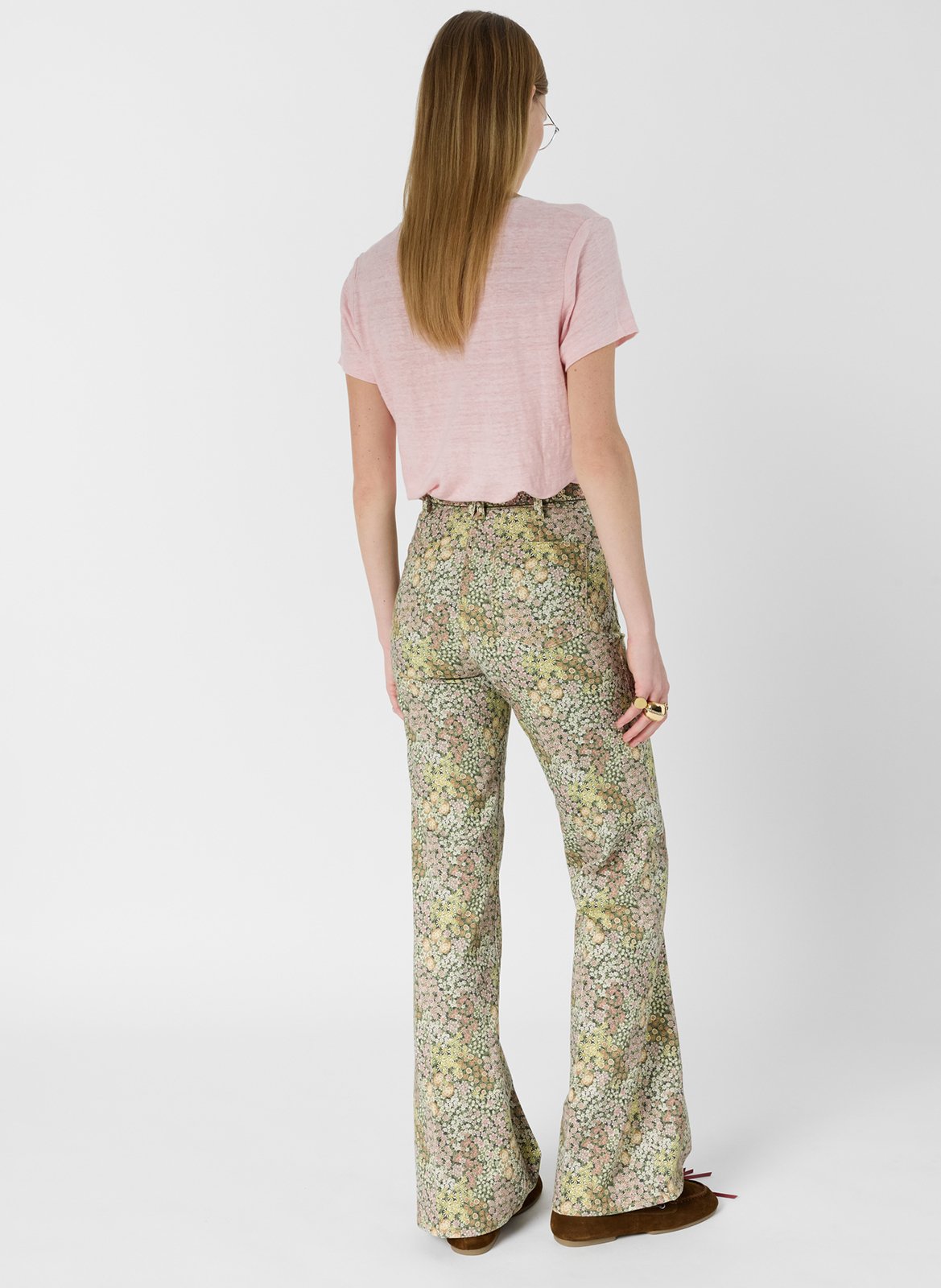 Straight linen t-shirt in plain color GERARD DAREL Pink