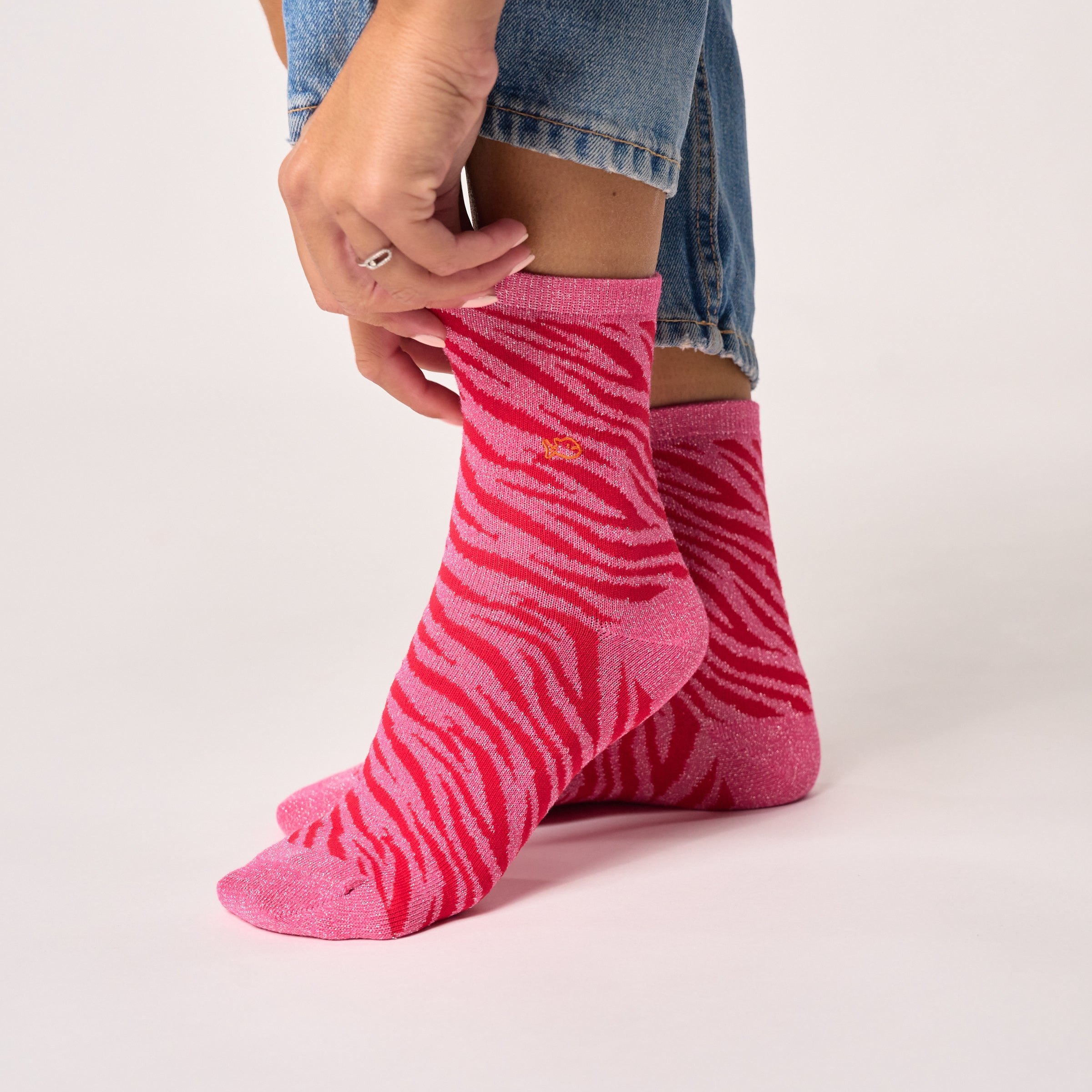 Combed Cotton Zebra Socks BILLYBELT Pink