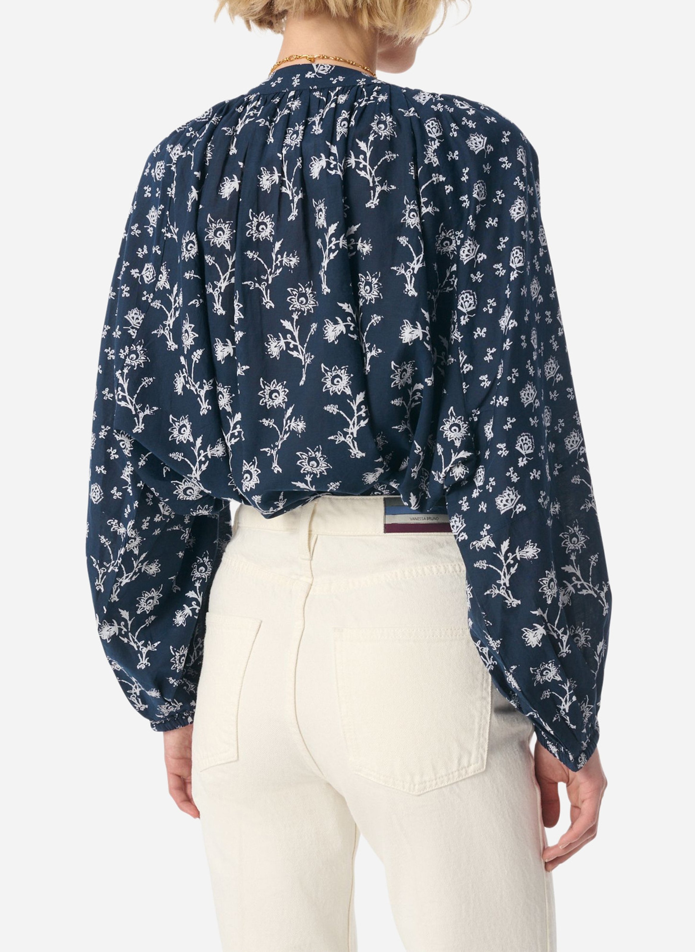 Flowy loose blouse with print VANESSA BRUNO Black