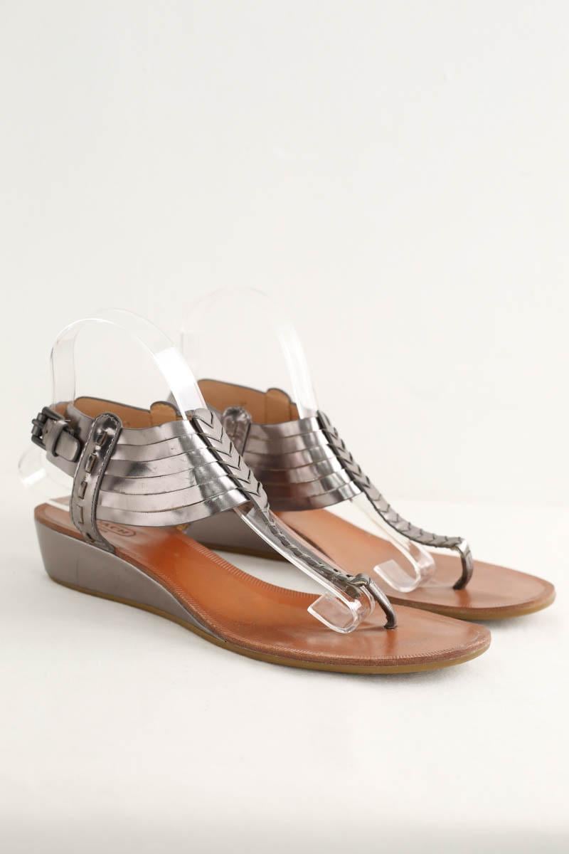 Faux leather sandals COACH - Seconde Main Silver
