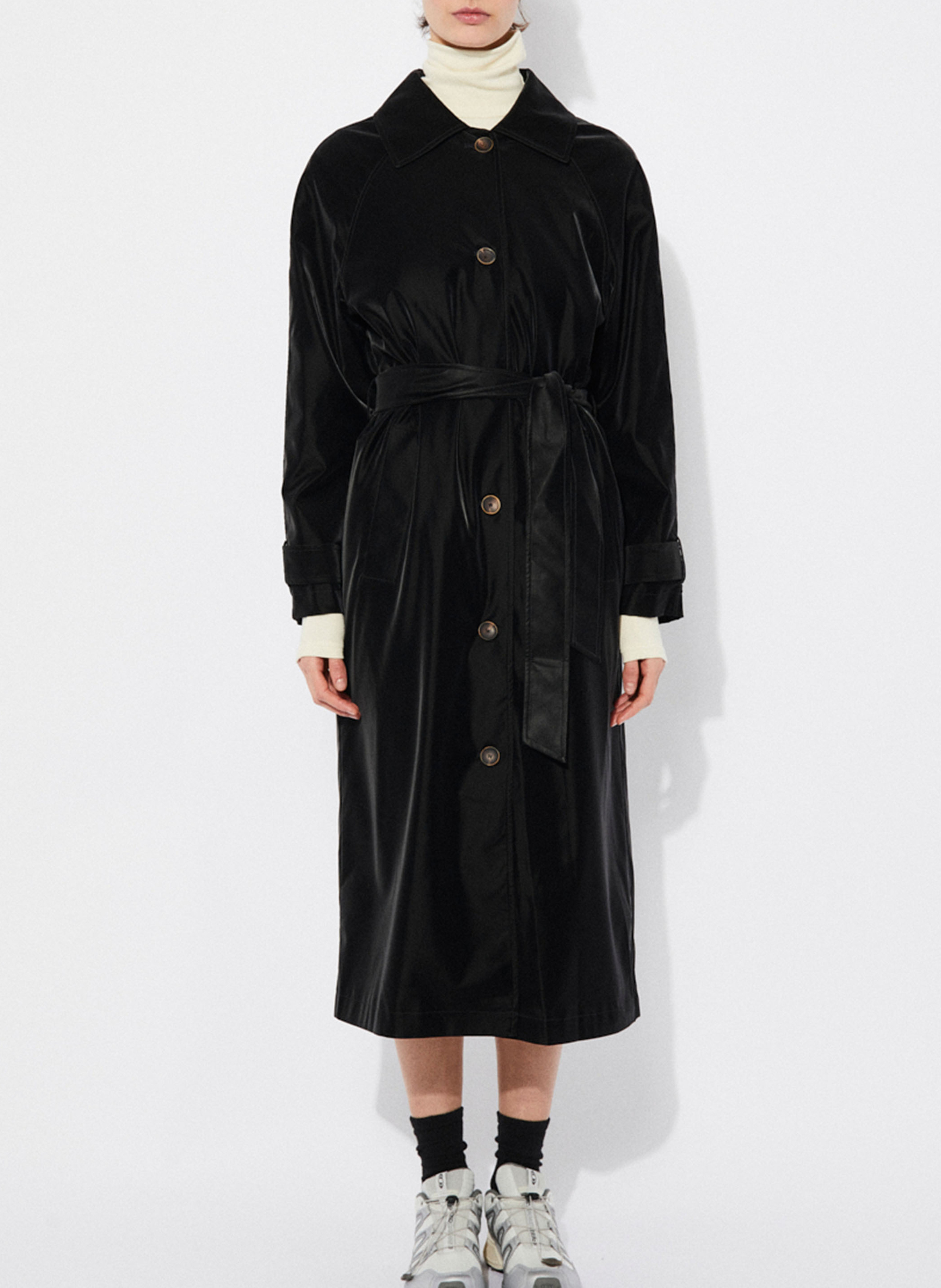 Long velvet trench coat RITA ROW Black
