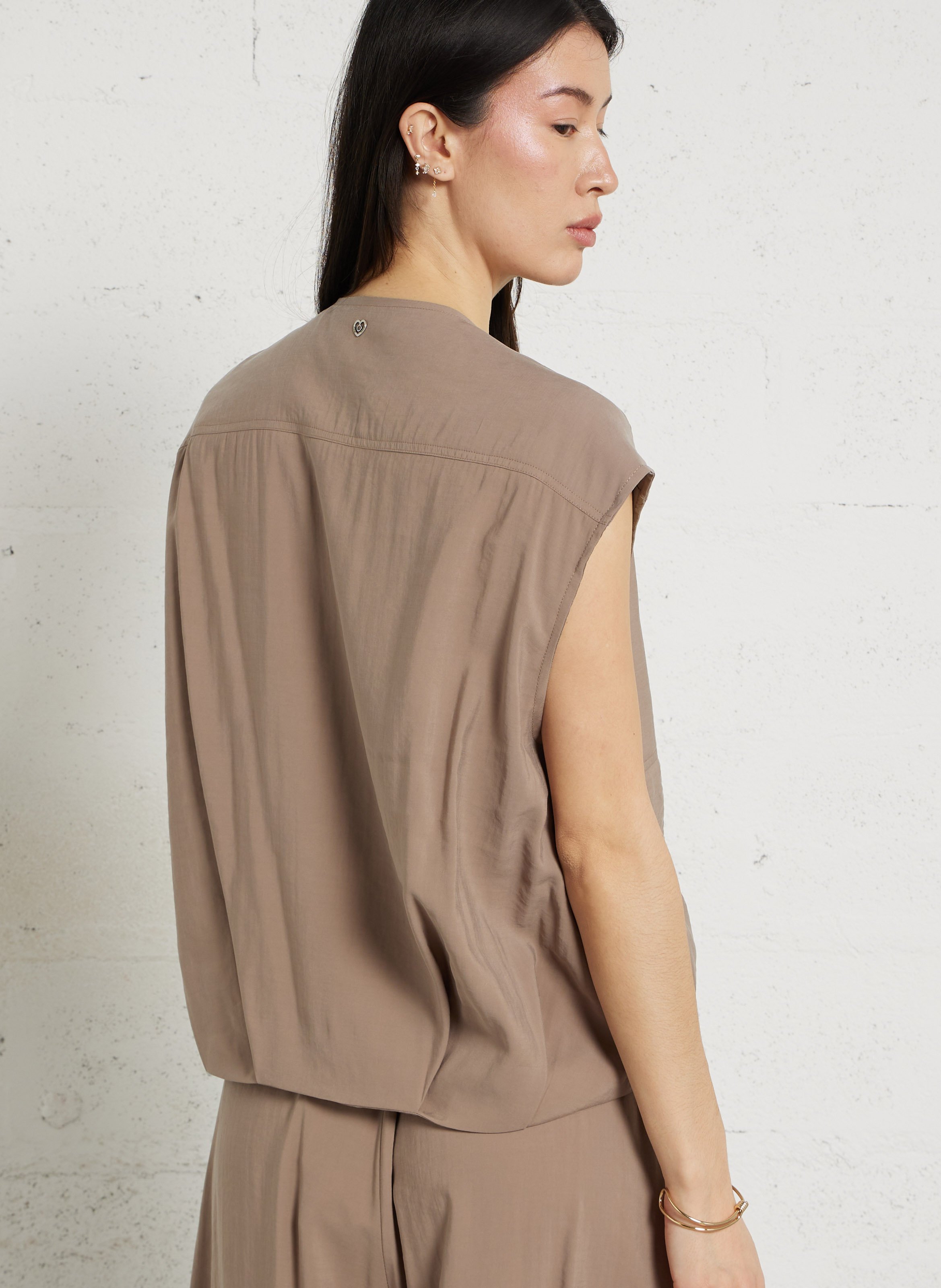 Gilet zippé oversize PLEASE Marron