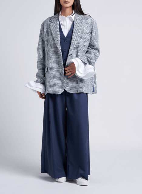 Veste col tailleur jacquard en coton mélangé IMPERIAL Multicolore