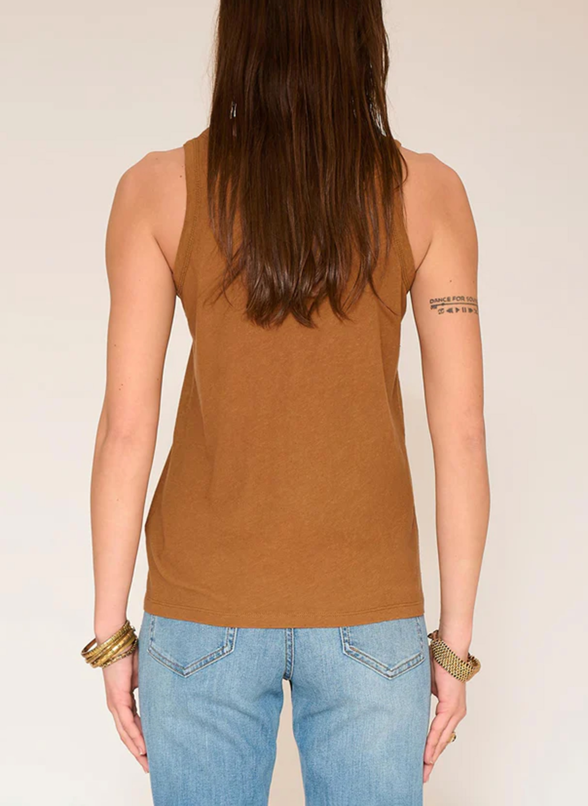 Débardeur en coton et lin  MKT Marron